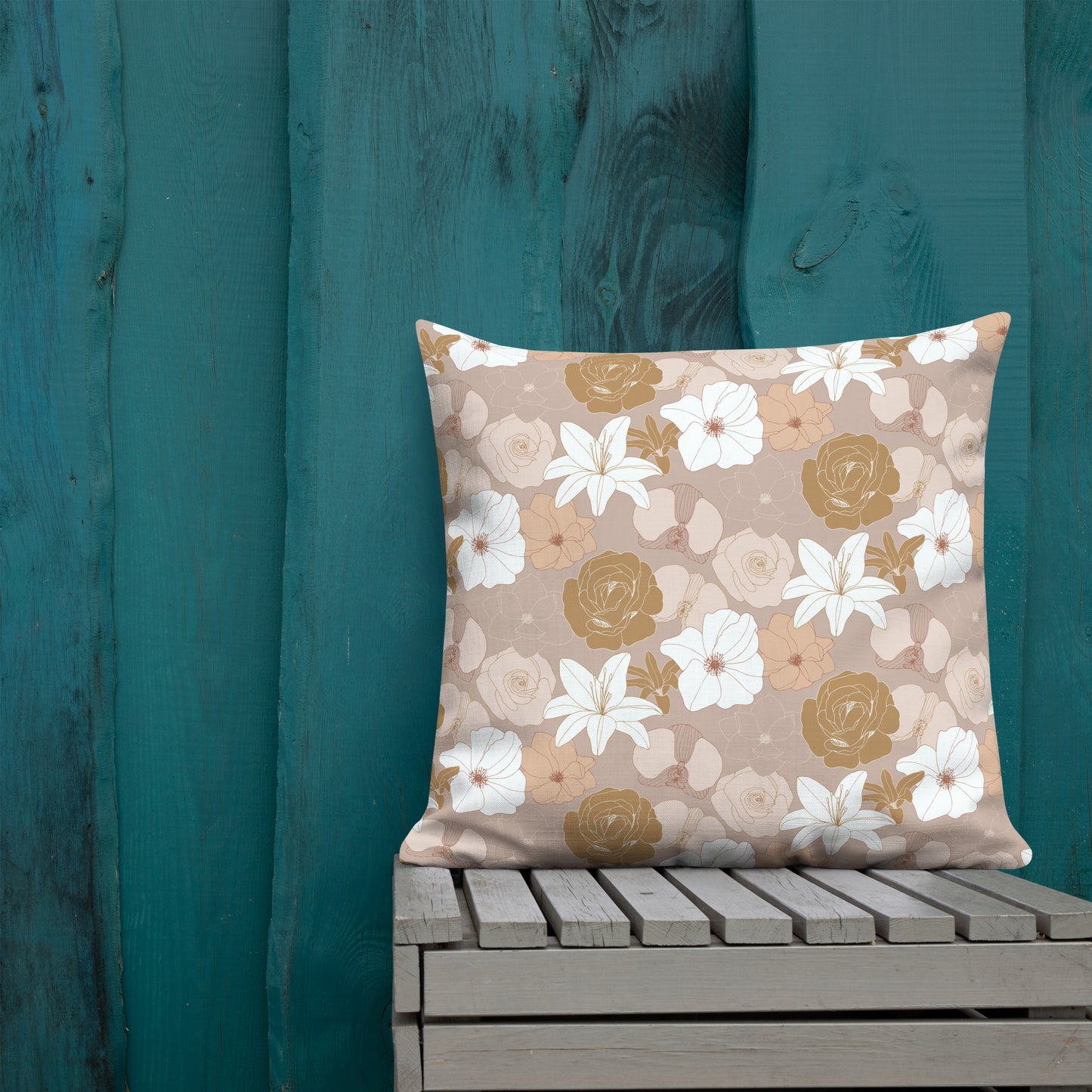 Retro Floral Bliss Pillow - 22×22 image