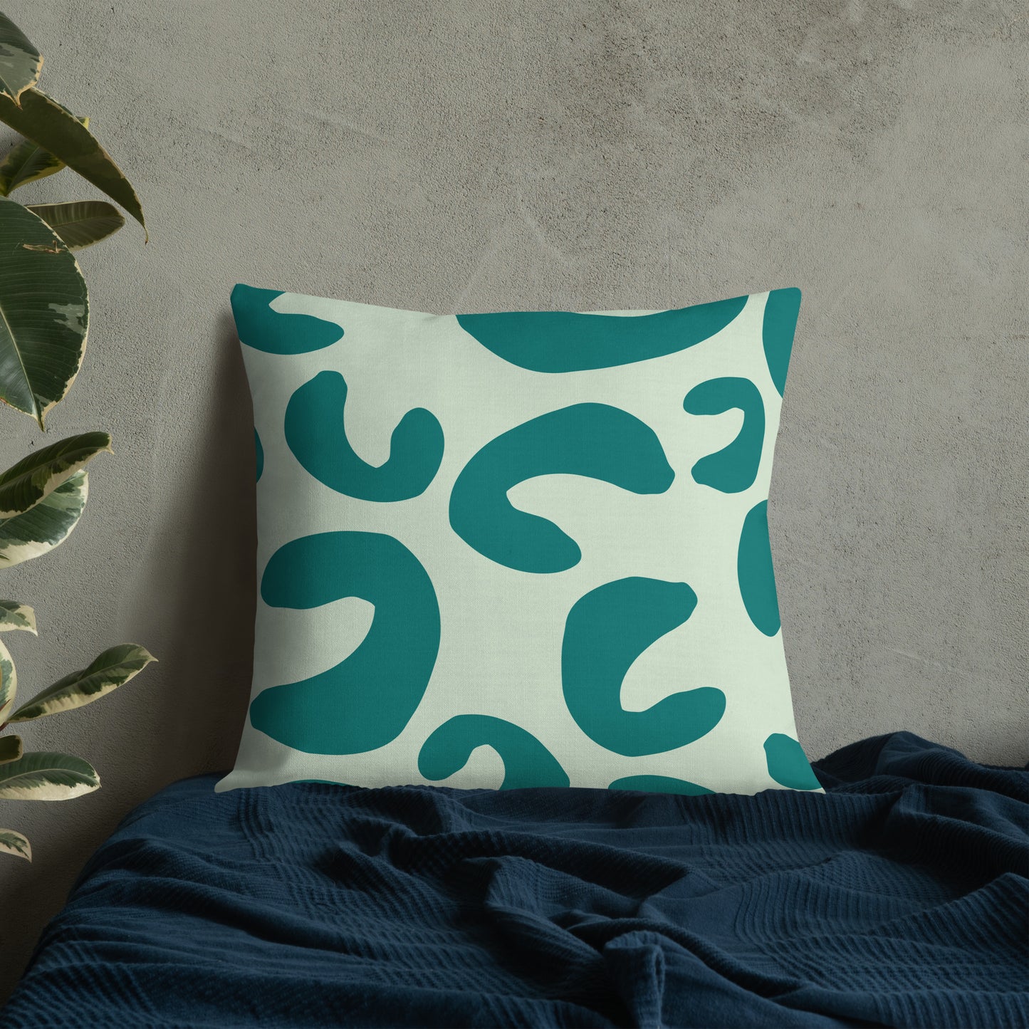 Aqua Green Cheetah Print Pillow - 22×22 image