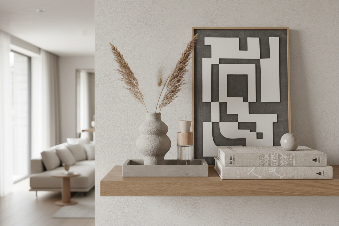 Modern home accessories with clean design and refined finishes creating a calm and stylish living space