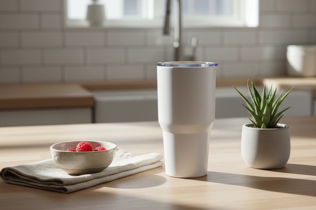 Reusable drinkware placed in a modern everyday setting, highlighting daily hydration habits and practical lifestyle use.