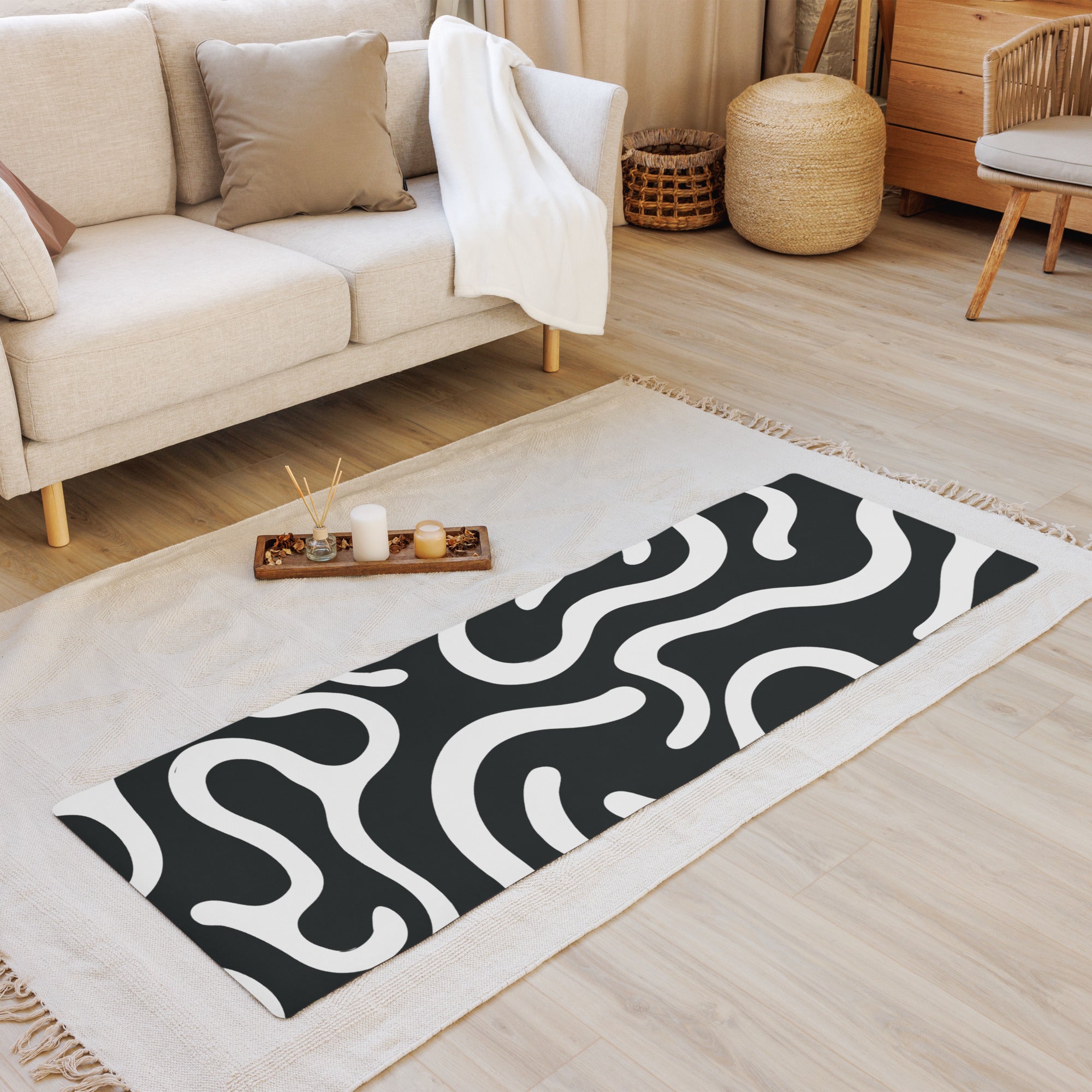Black and White Lines Yoga Mat Stylish and Functional Comfort image 1