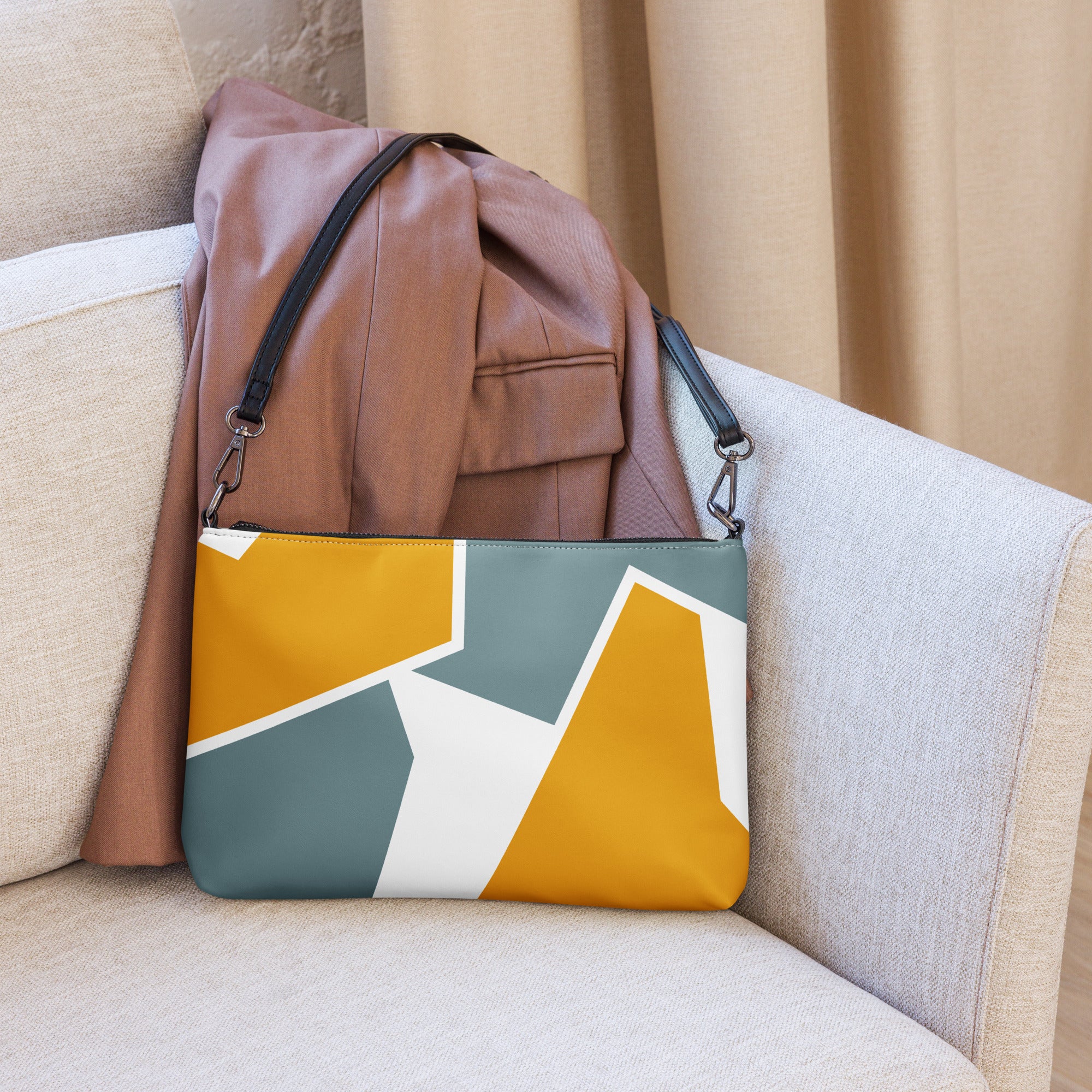 Yellow and Gray Mosaic Crossbody Sling Bag image 1