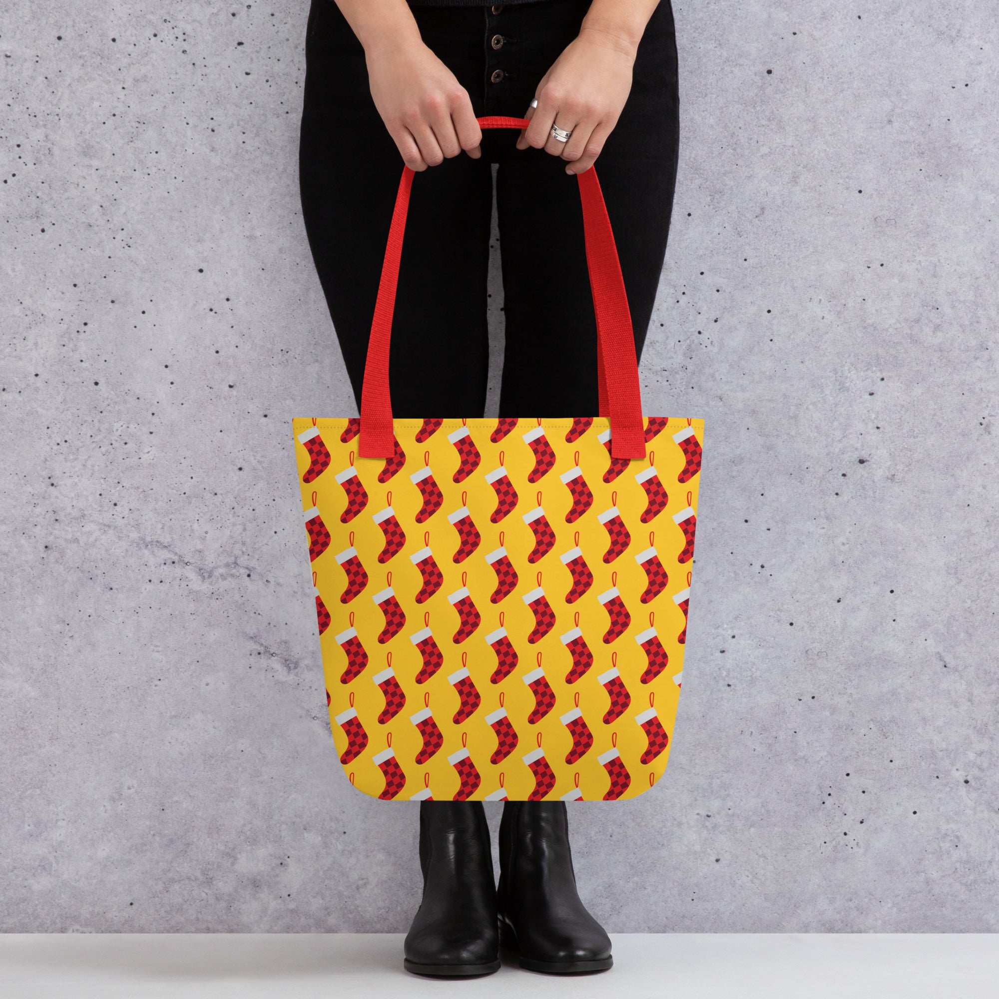 Yellow Stocking Cheer Tote Bag image 1