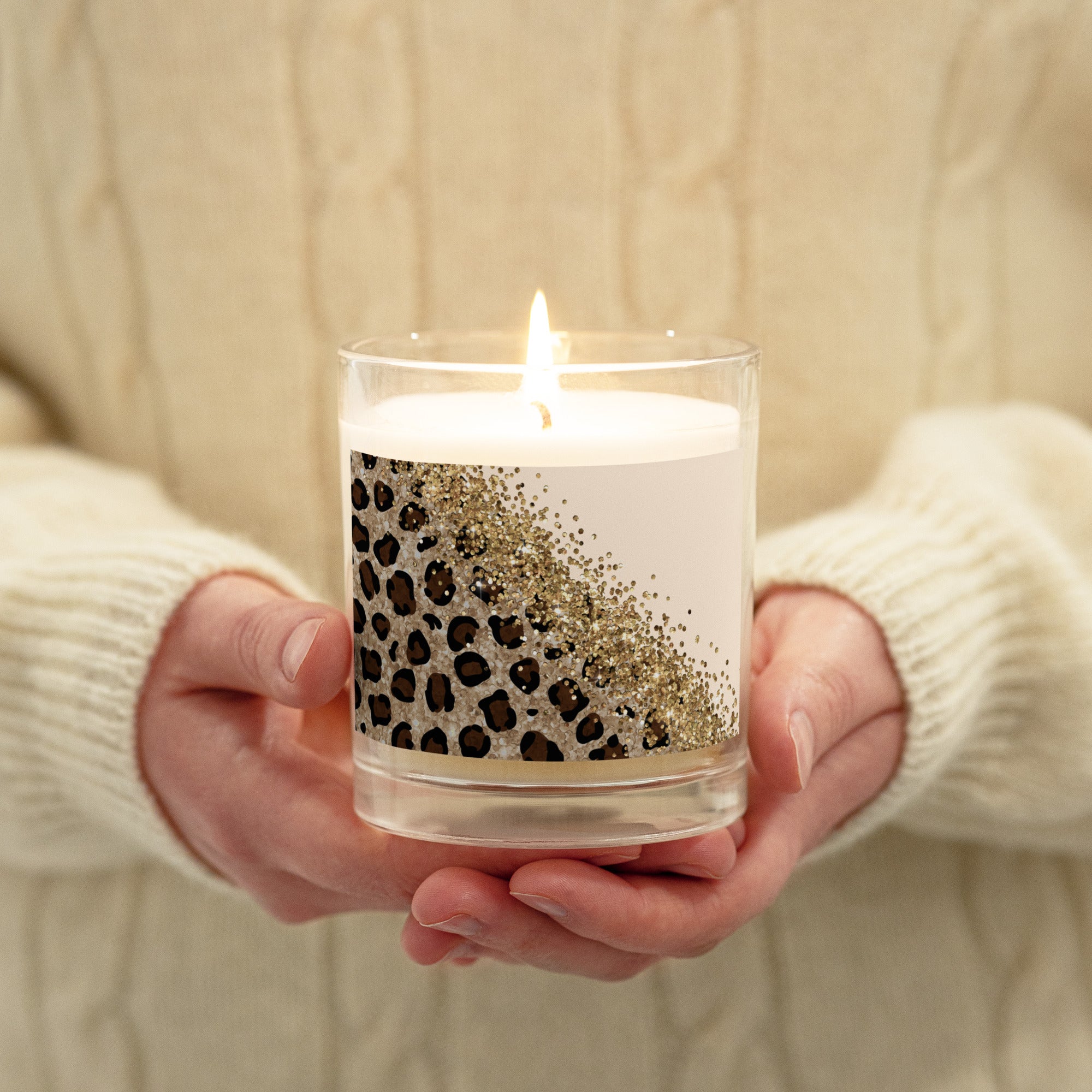 Golden Stone Glitter Glass Jar Wax Candle image 1