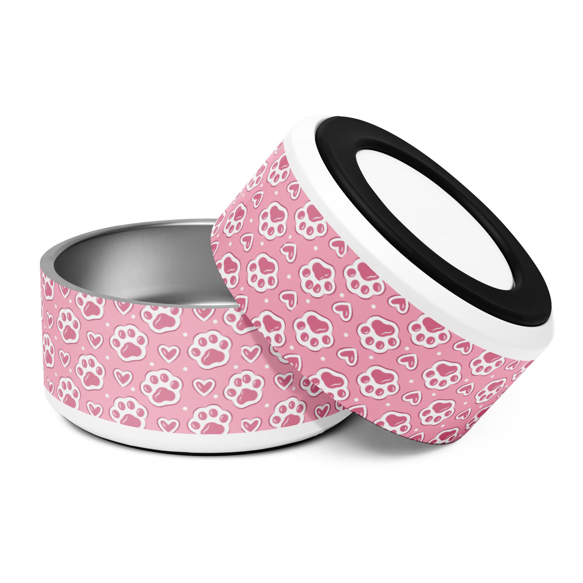 Pink Paws and Hearts Pet Bowl image 2