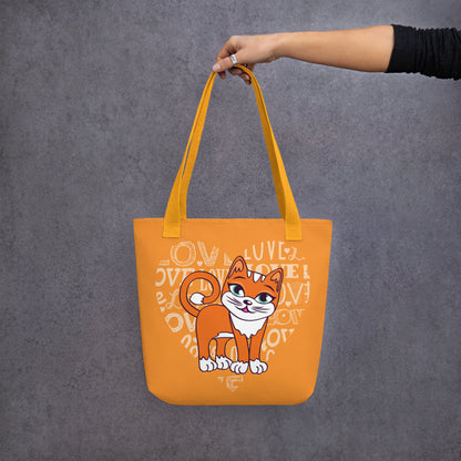 Orange Cat Love Heart Tote Bag image 4