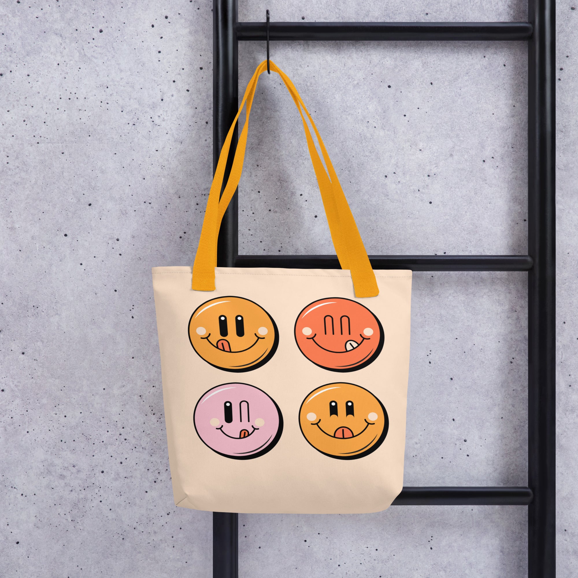 Colorful Retro Emoji Tote Bag image 1