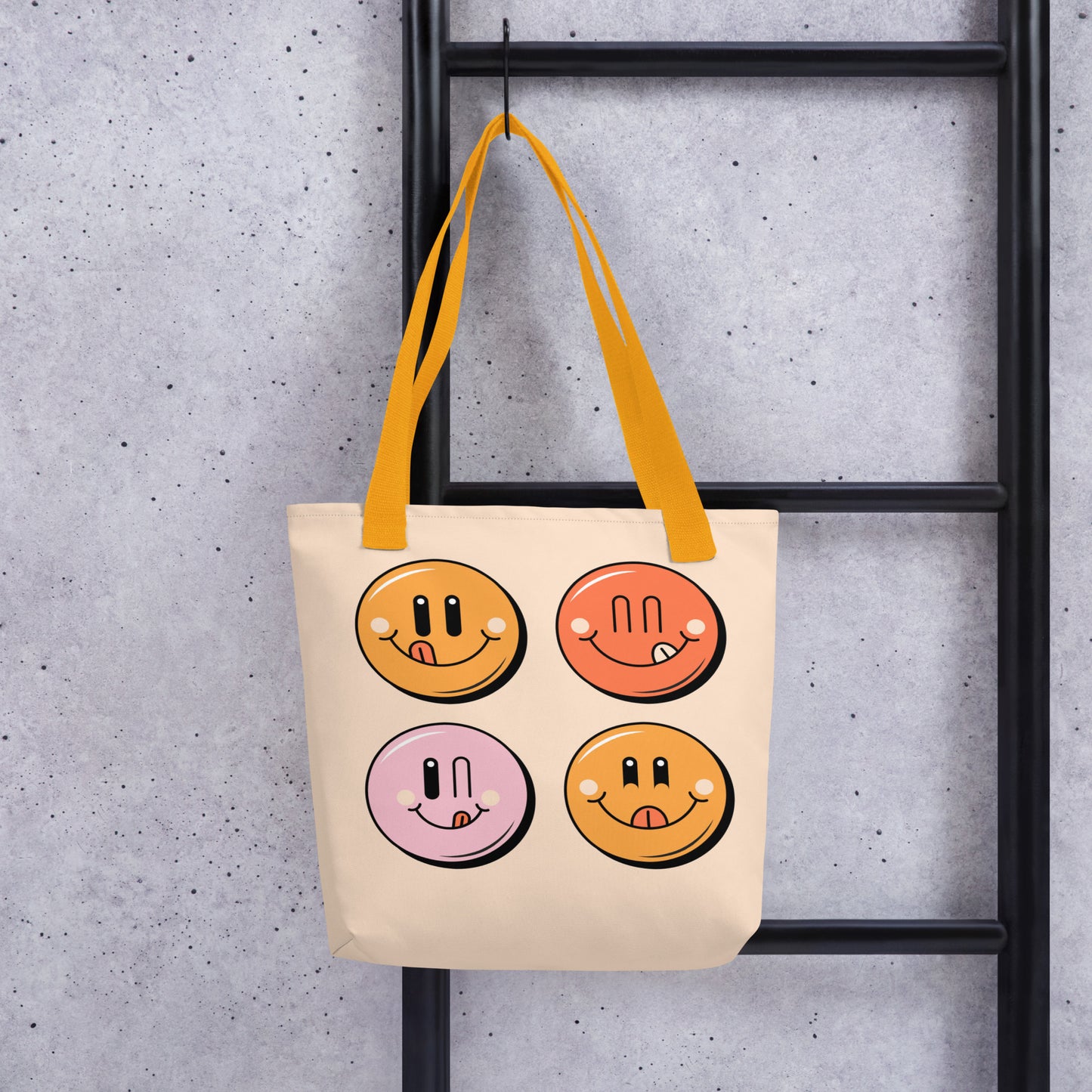 Colorful Retro Emoji Tote Bag image 1