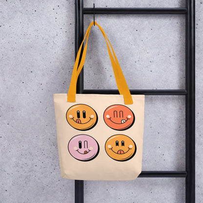 Colorful Retro Emoji Tote Bag image 1