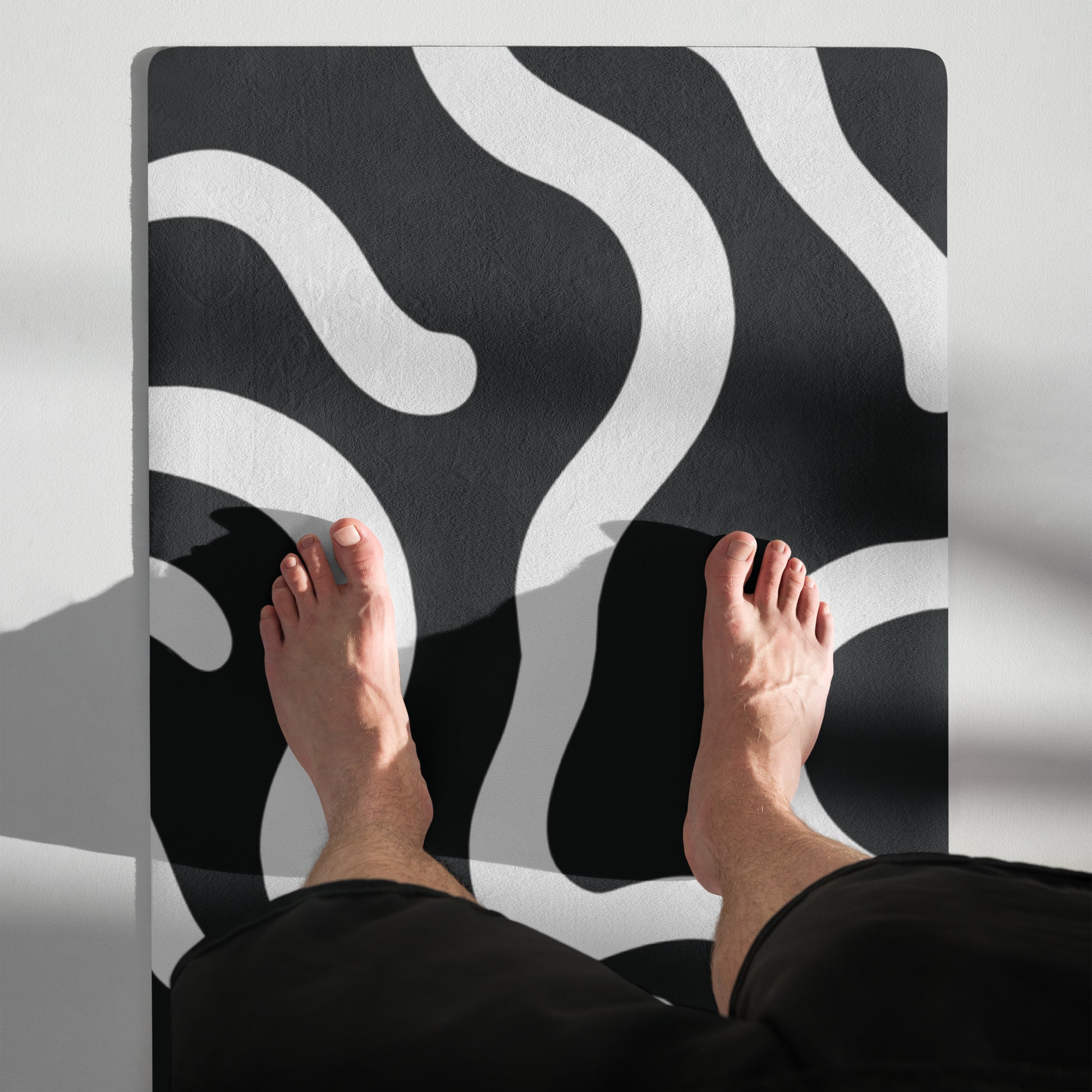 Black and White Lines Yoga Mat Stylish and Functional Comfort image 2