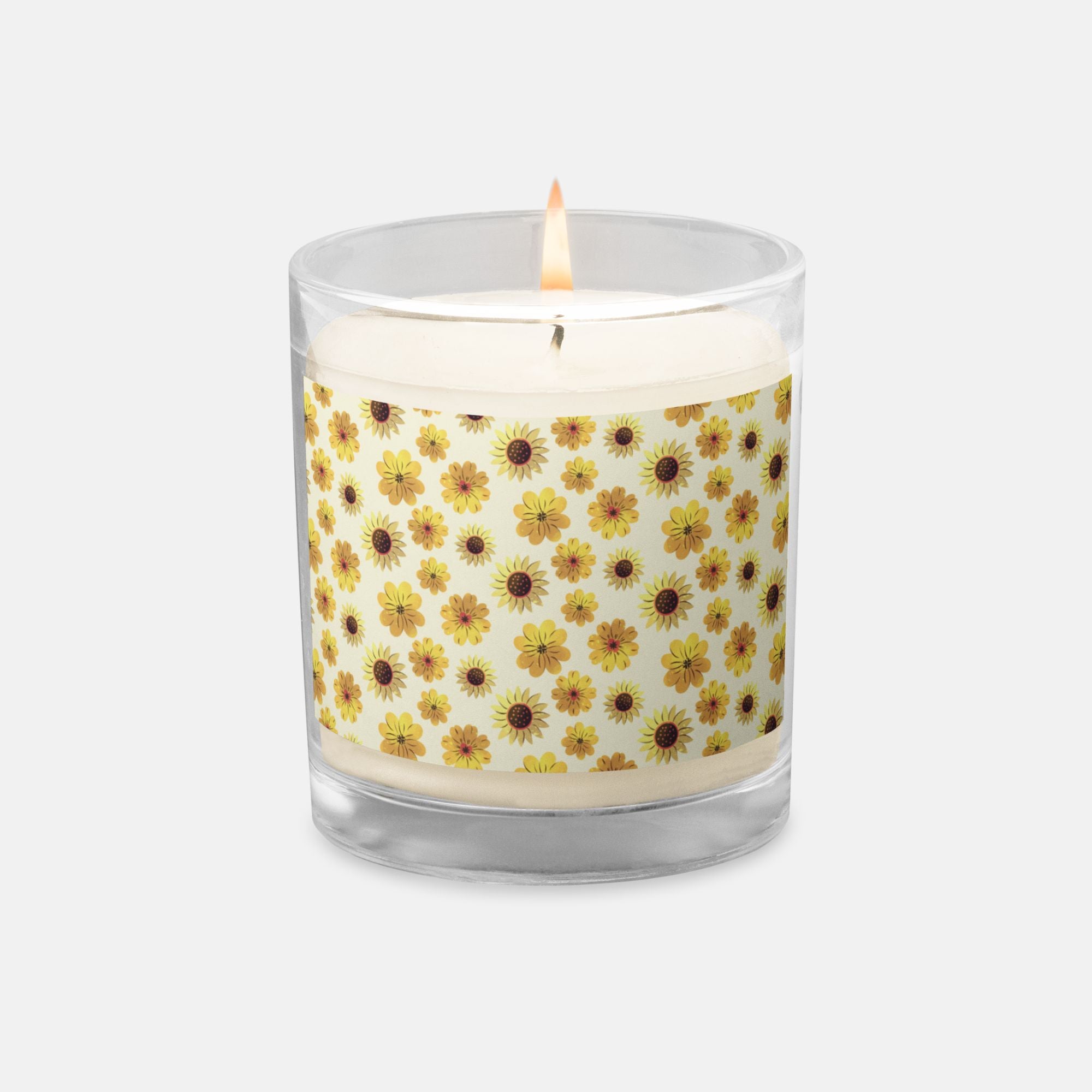 Sunflower Daisy Bloom Glass Jar Candle image 0