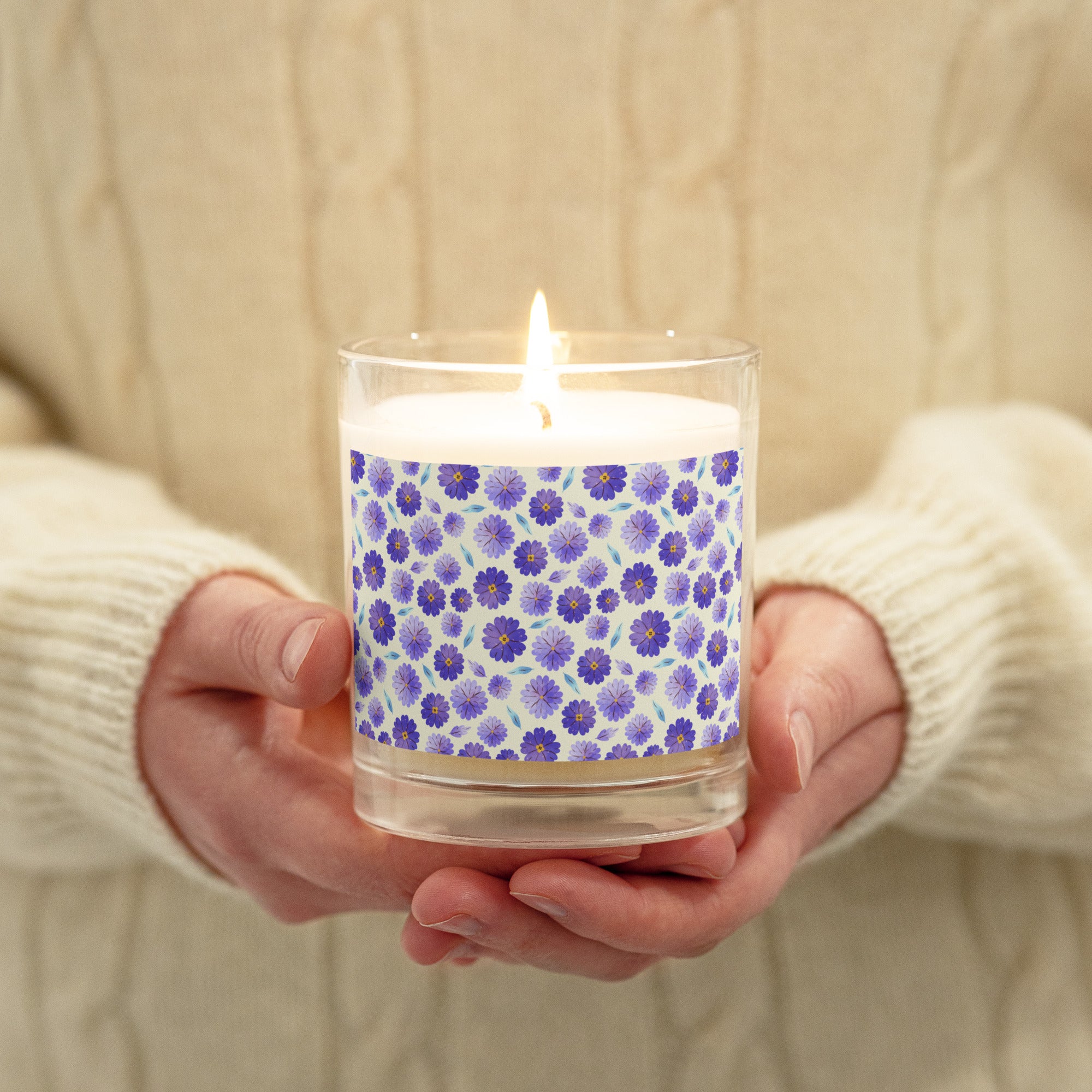 Purple Retro Daisy Glass Jar Candle image 1