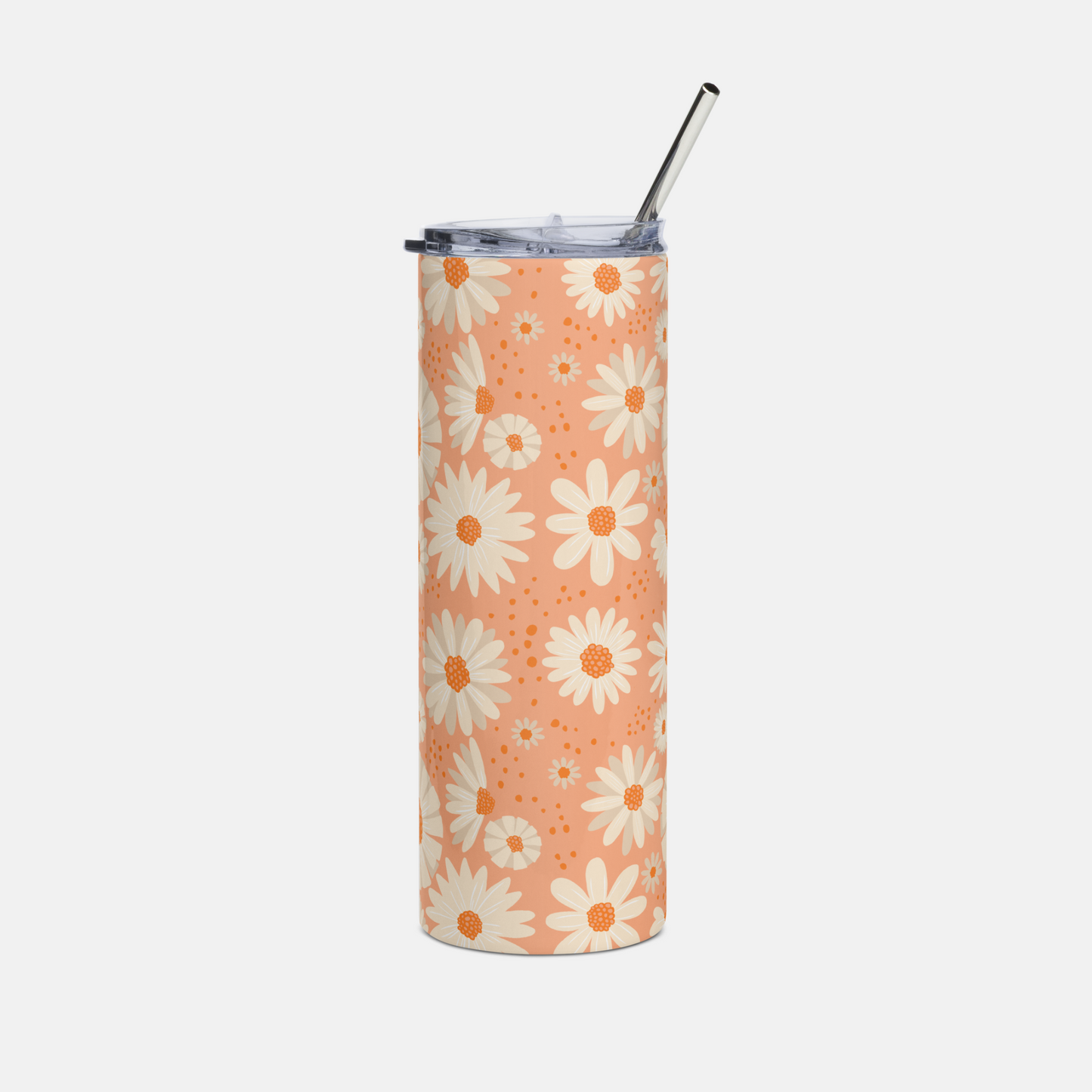 White Daisy Peach Tumbler image 0