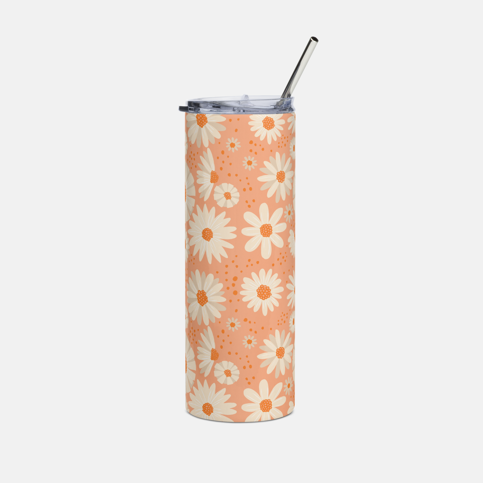 White Daisy Peach Tumbler image 0