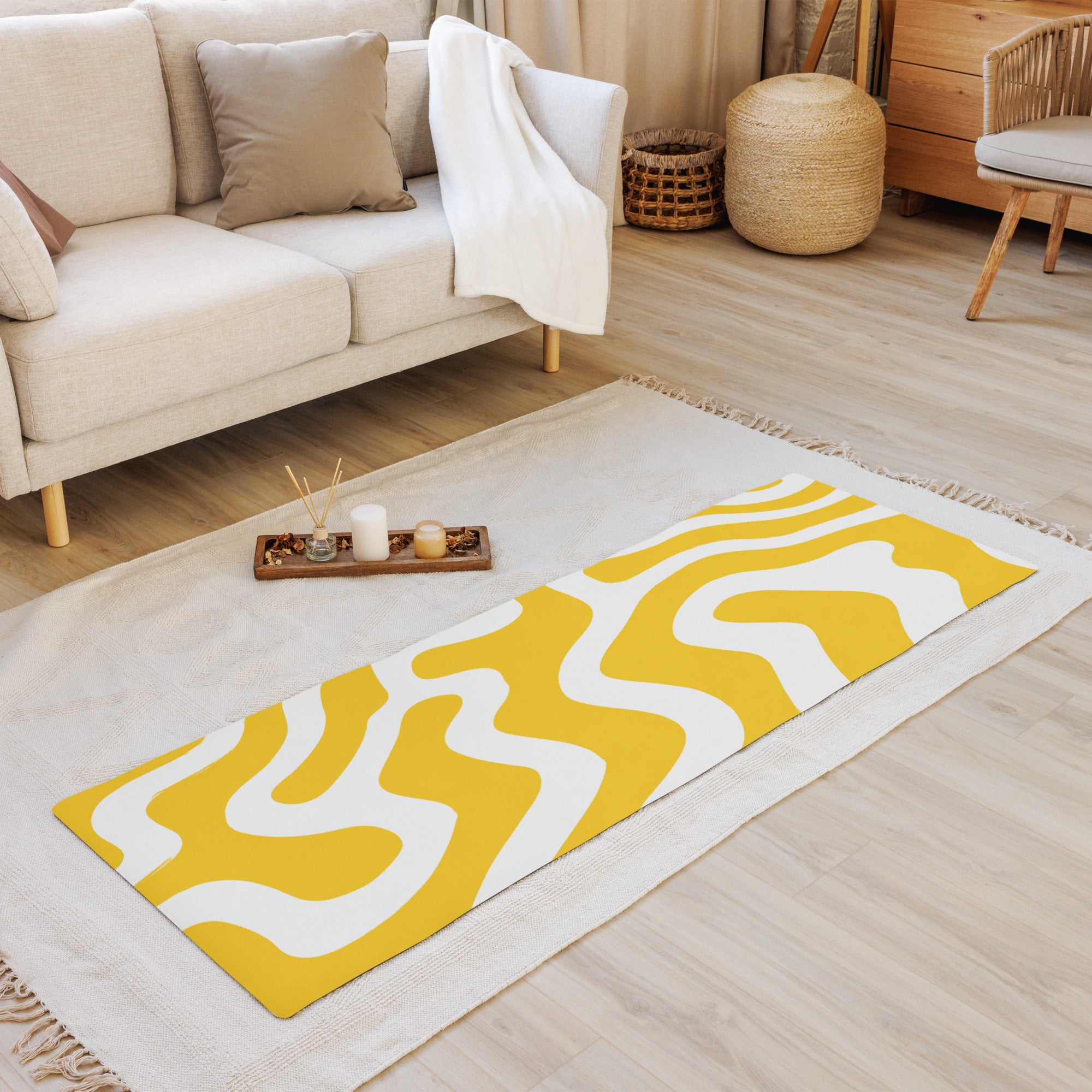 Yellow Swirl Yoga Mat Stylish &amp; Functional Comfort image 1