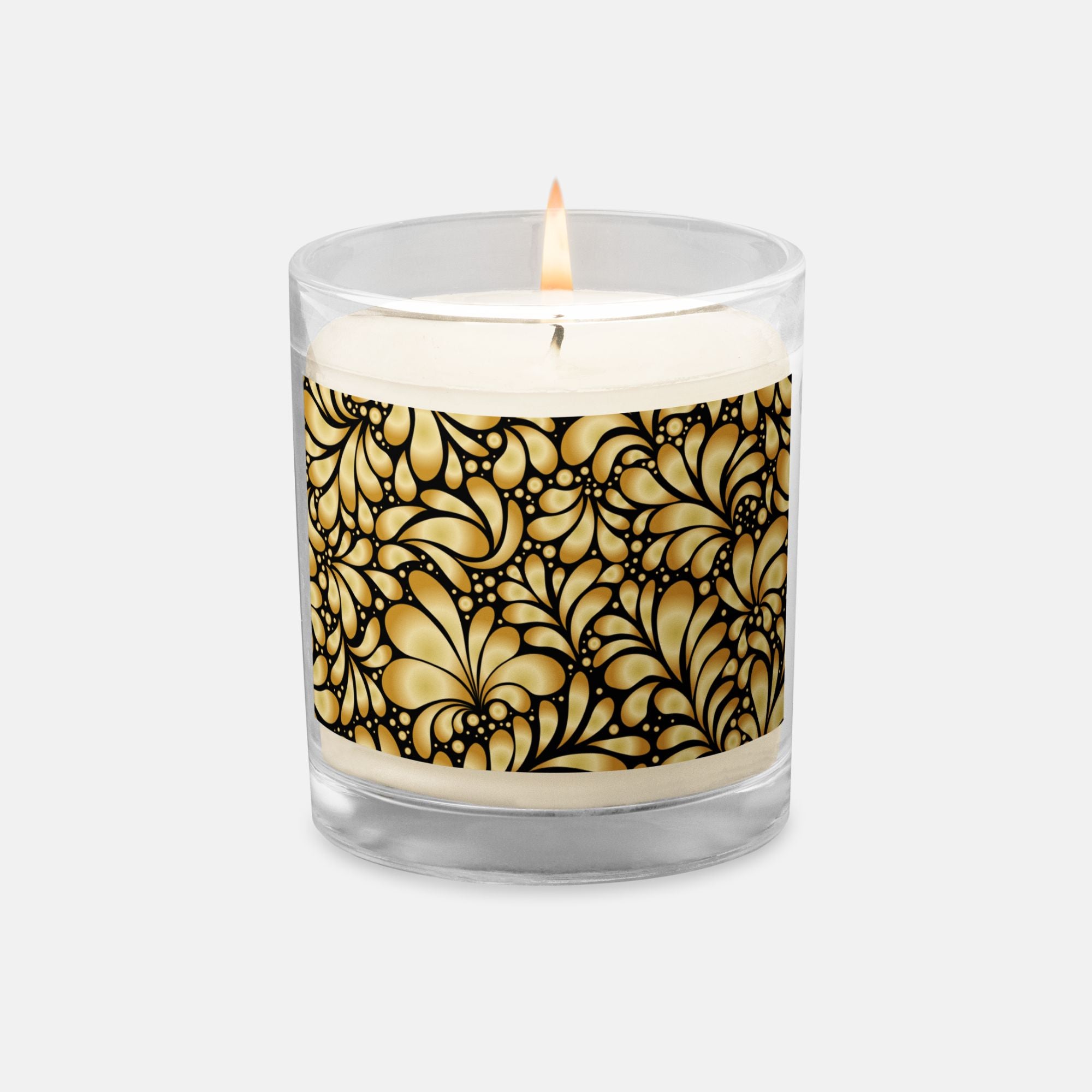 Golden Floral Essence Glass Jar Candle image 0