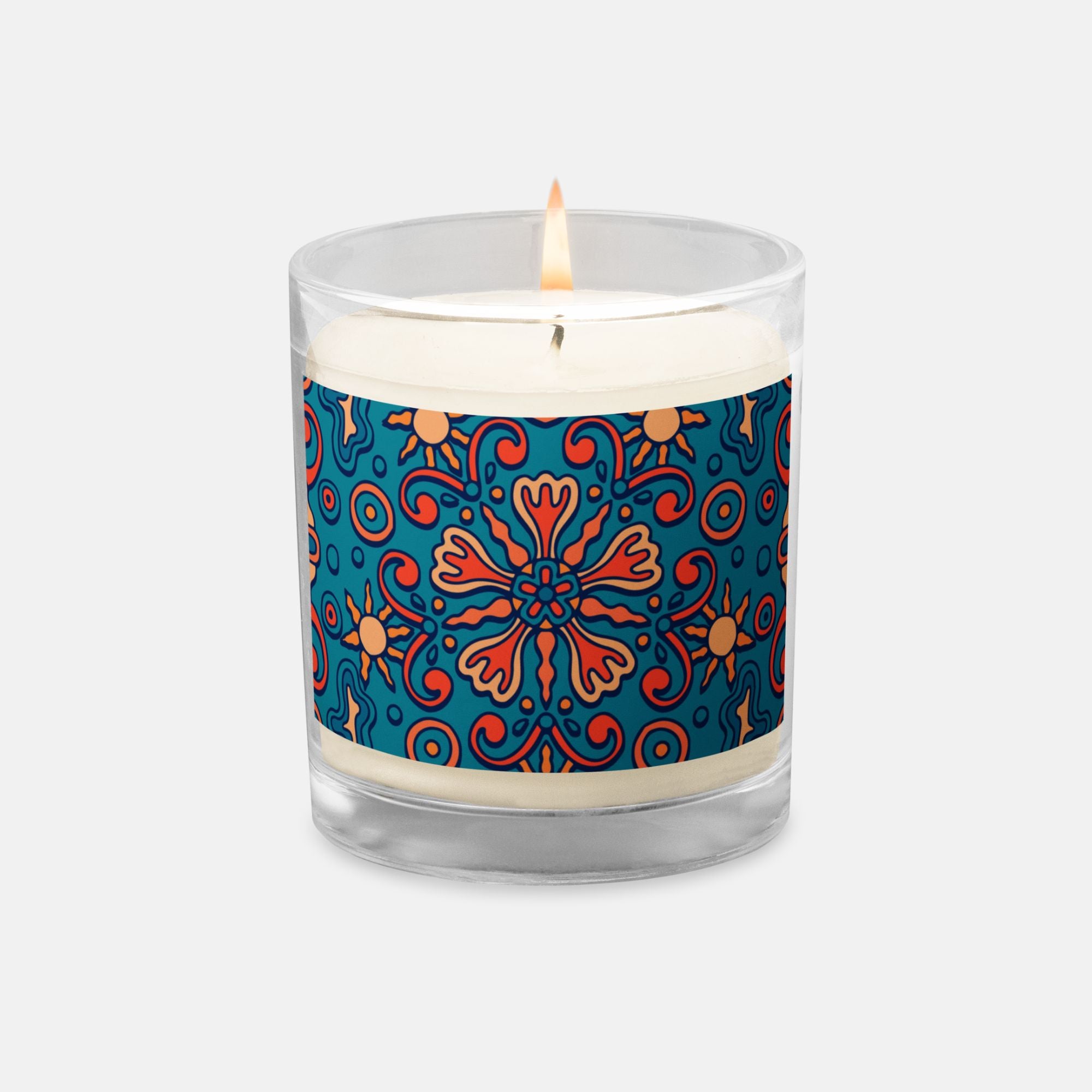 Folk Art Glass Jar Candle image 0