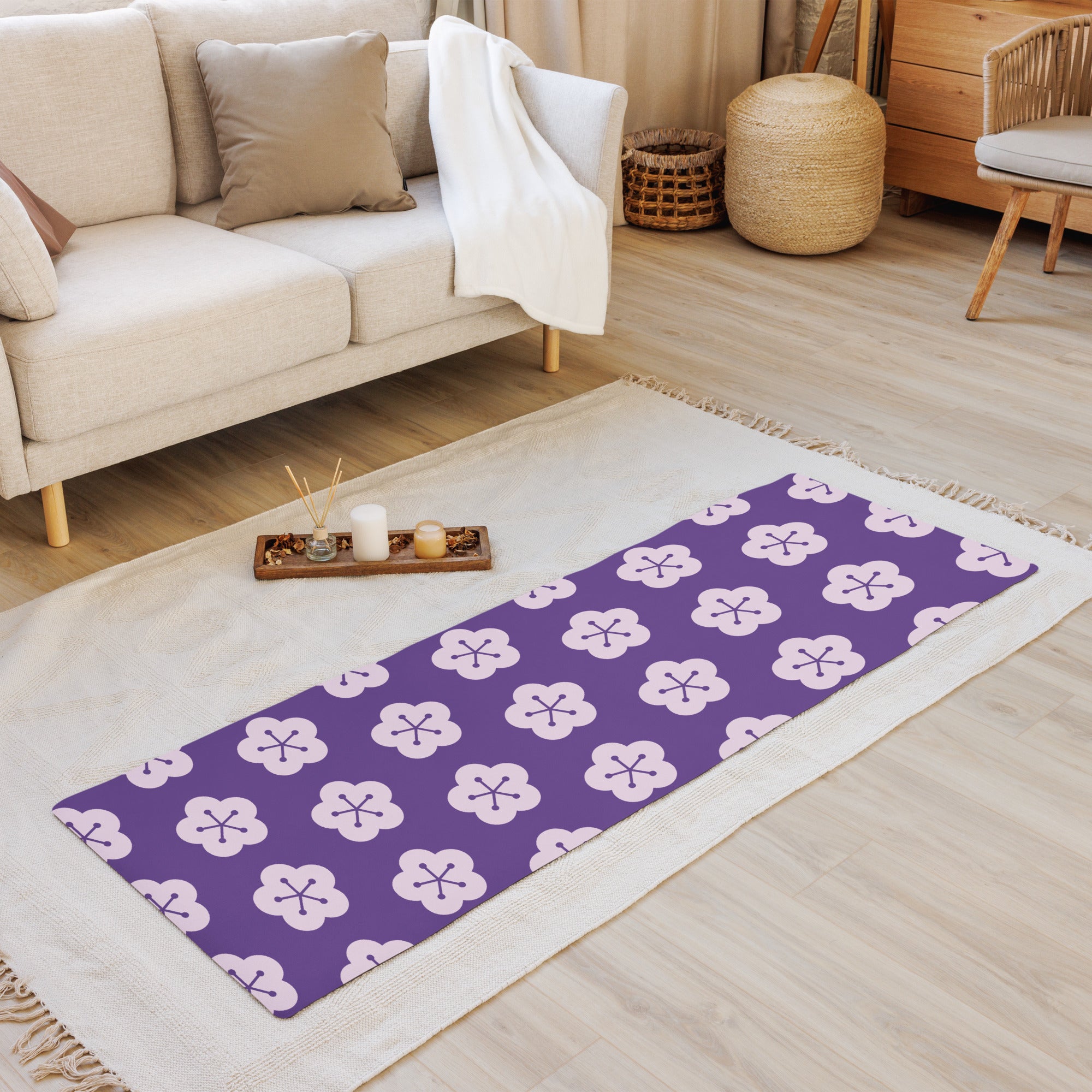 Purple Blossom Yoga Mat Comfort and Style image 1