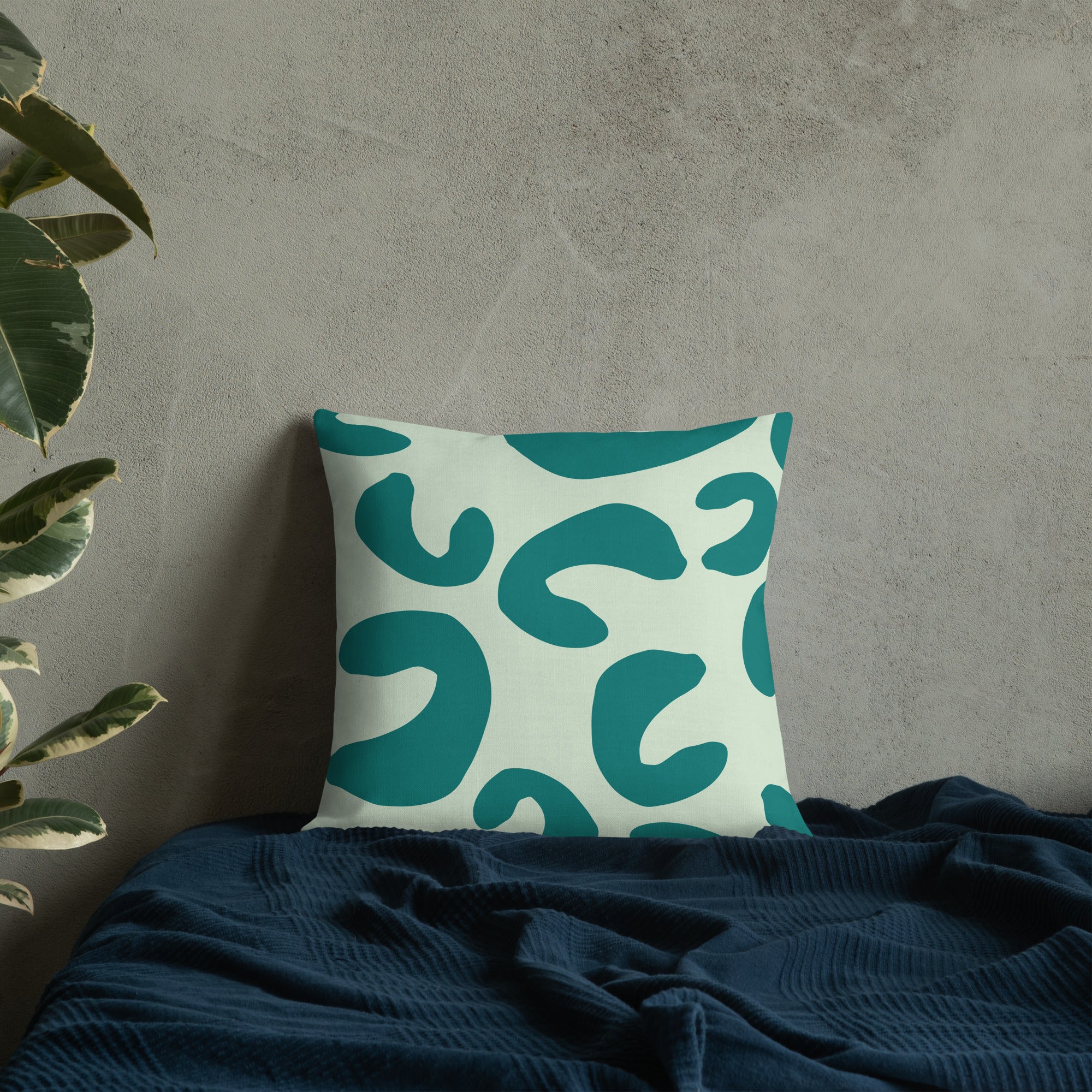 Aqua Green Cheetah Print Pillow - 18×18 image