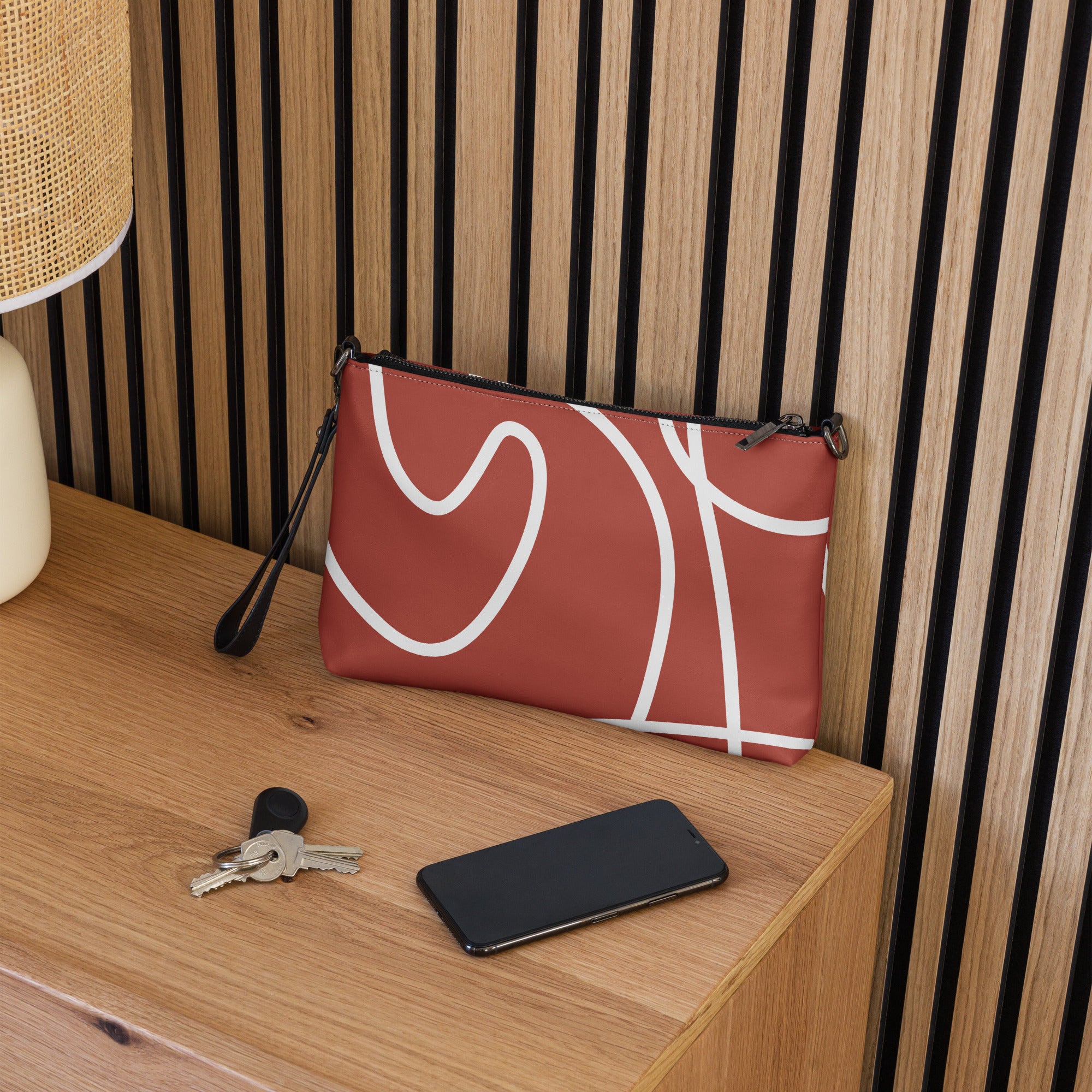 Terracotta Line Art Crossbody Sling Bag Modern Design image 1