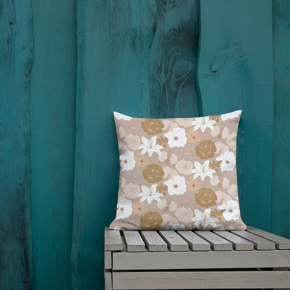 Retro Floral Bliss Pillow - 18×18 image