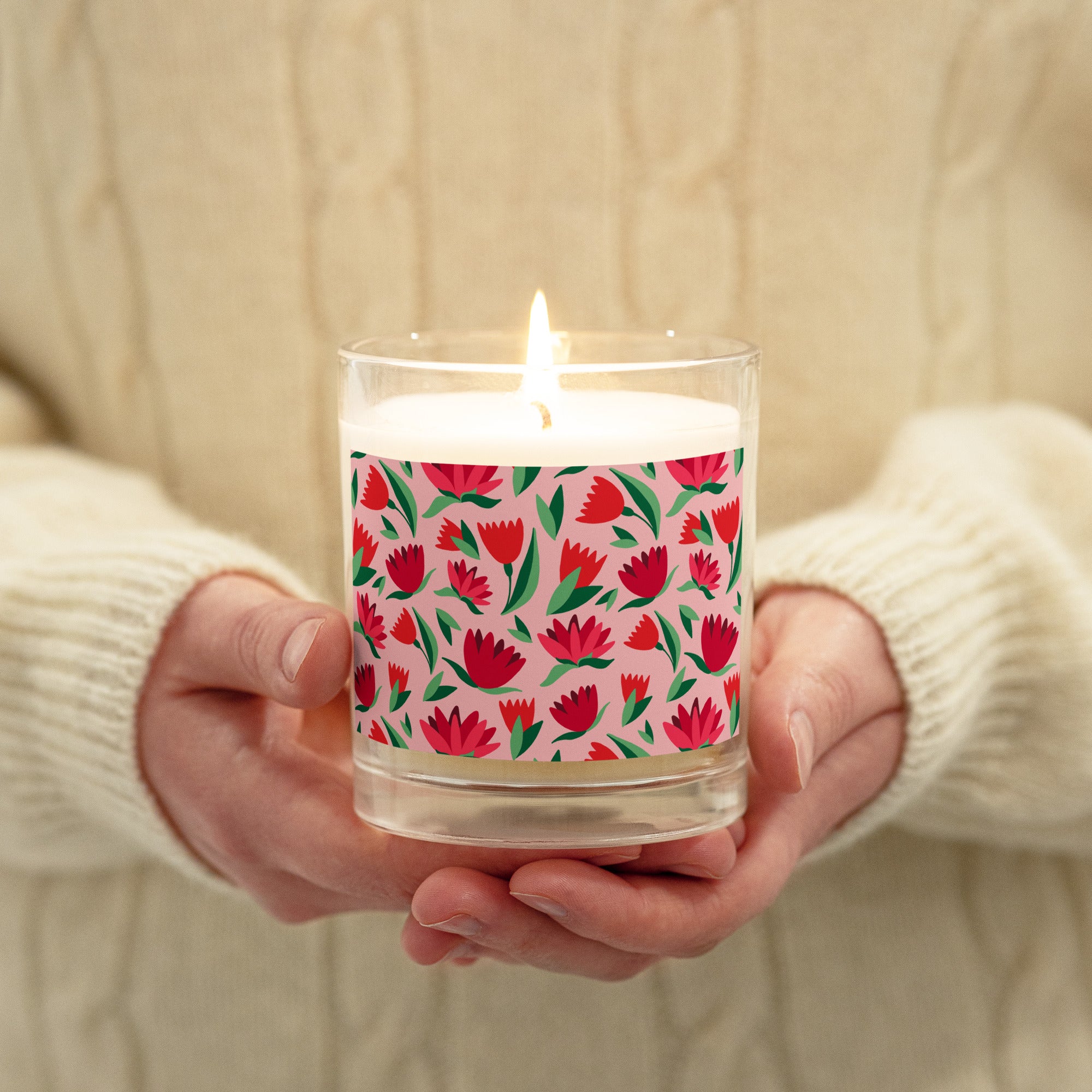 Ruby Tulip Glass Jar Candle image 1