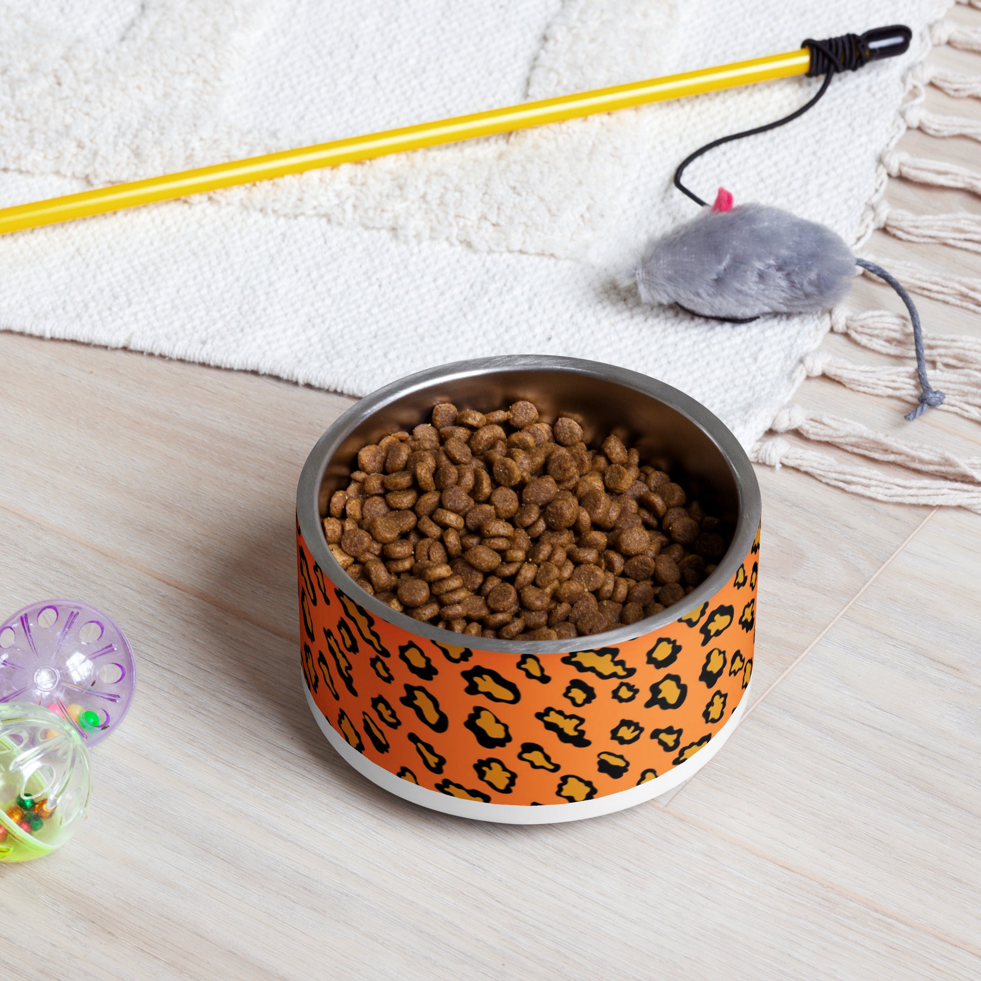 Orange Cheetah Print Pet Bowl image 1