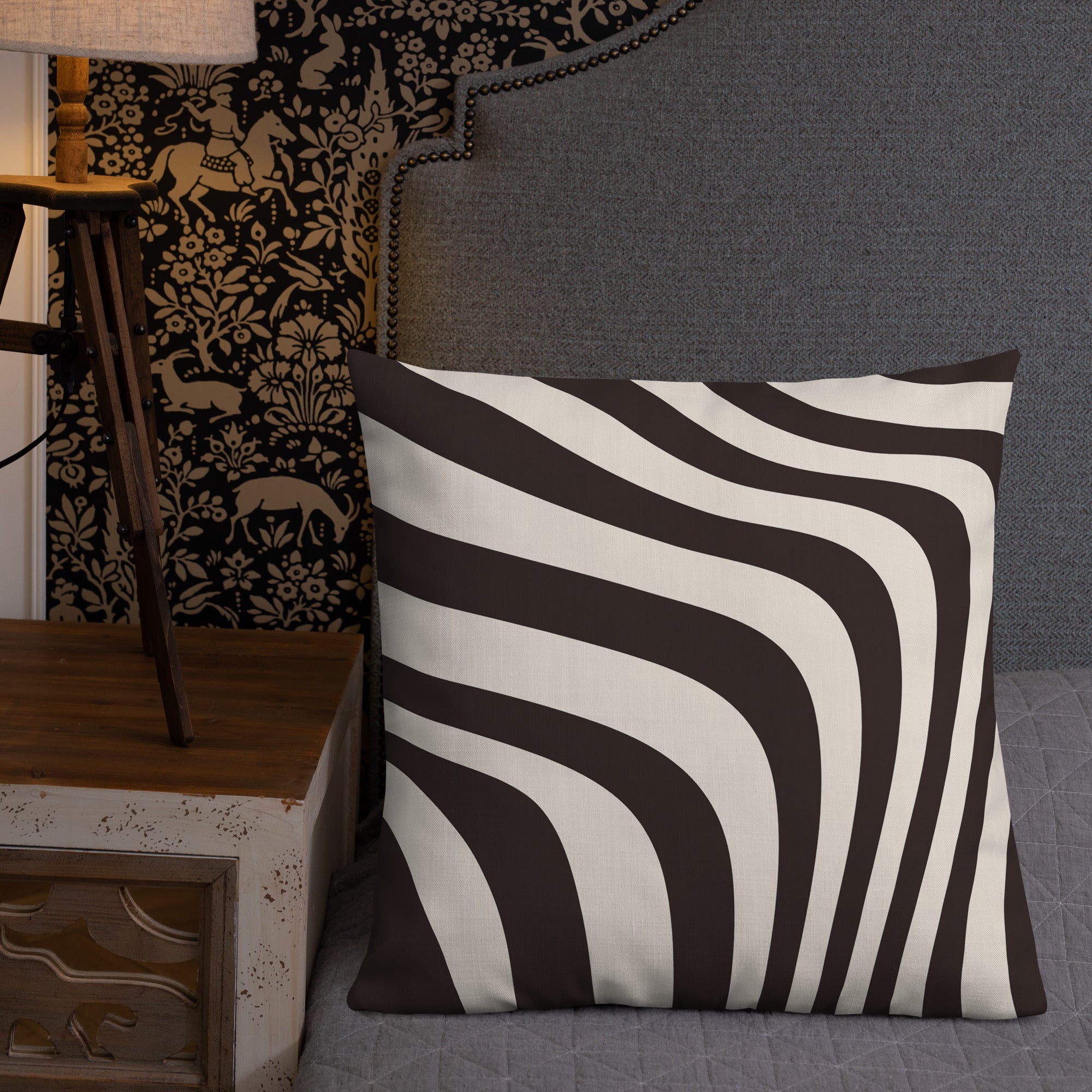Brown Beige Zebra Pattern Pillow image 1