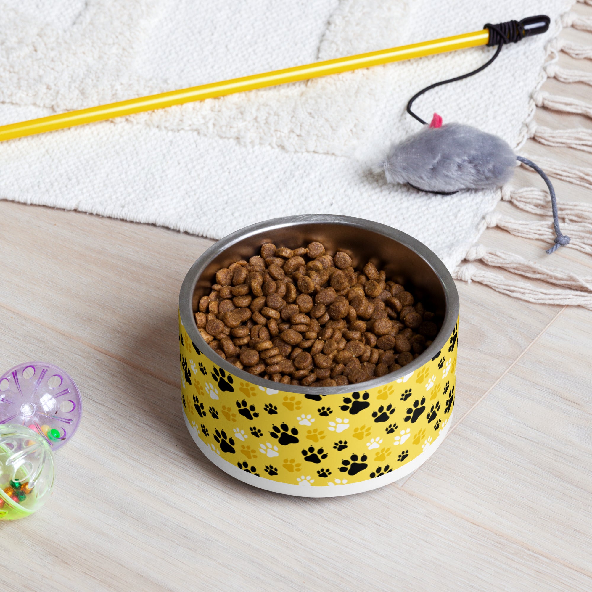 Yellow Paw Pattern Pet Bowl image 1