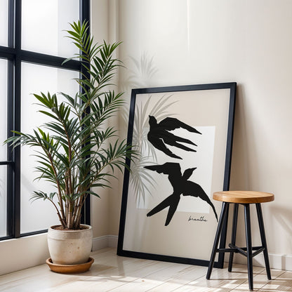Harmony Black and White Bird Wall Art