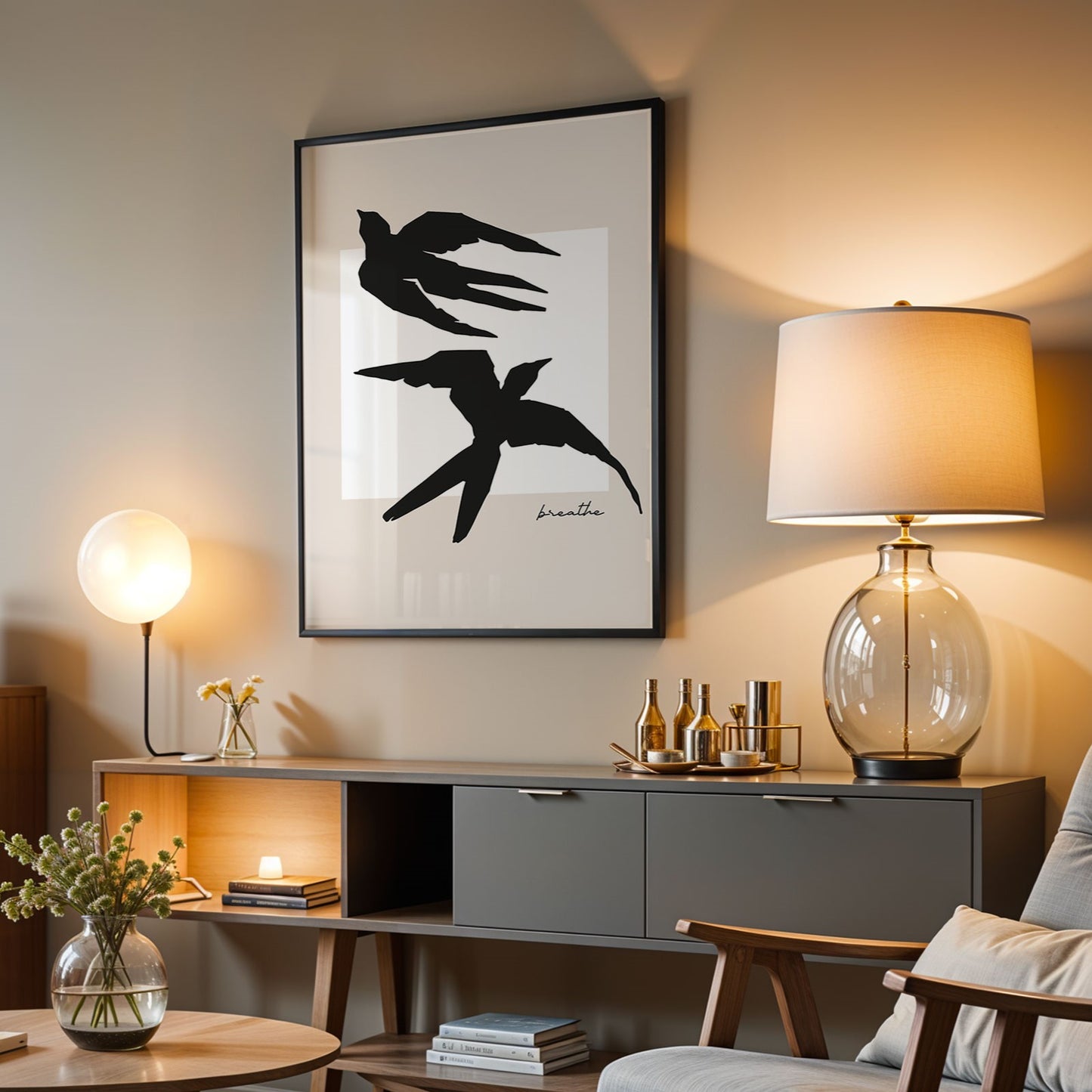 Harmony Black and White Bird Wall Art