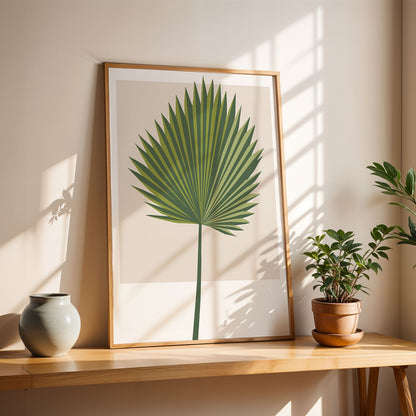 Minimalist Green Palm Leaf Wall Art