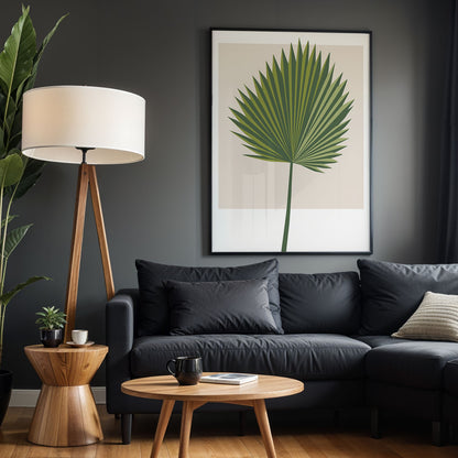 Minimalist Green Palm Leaf Wall Art