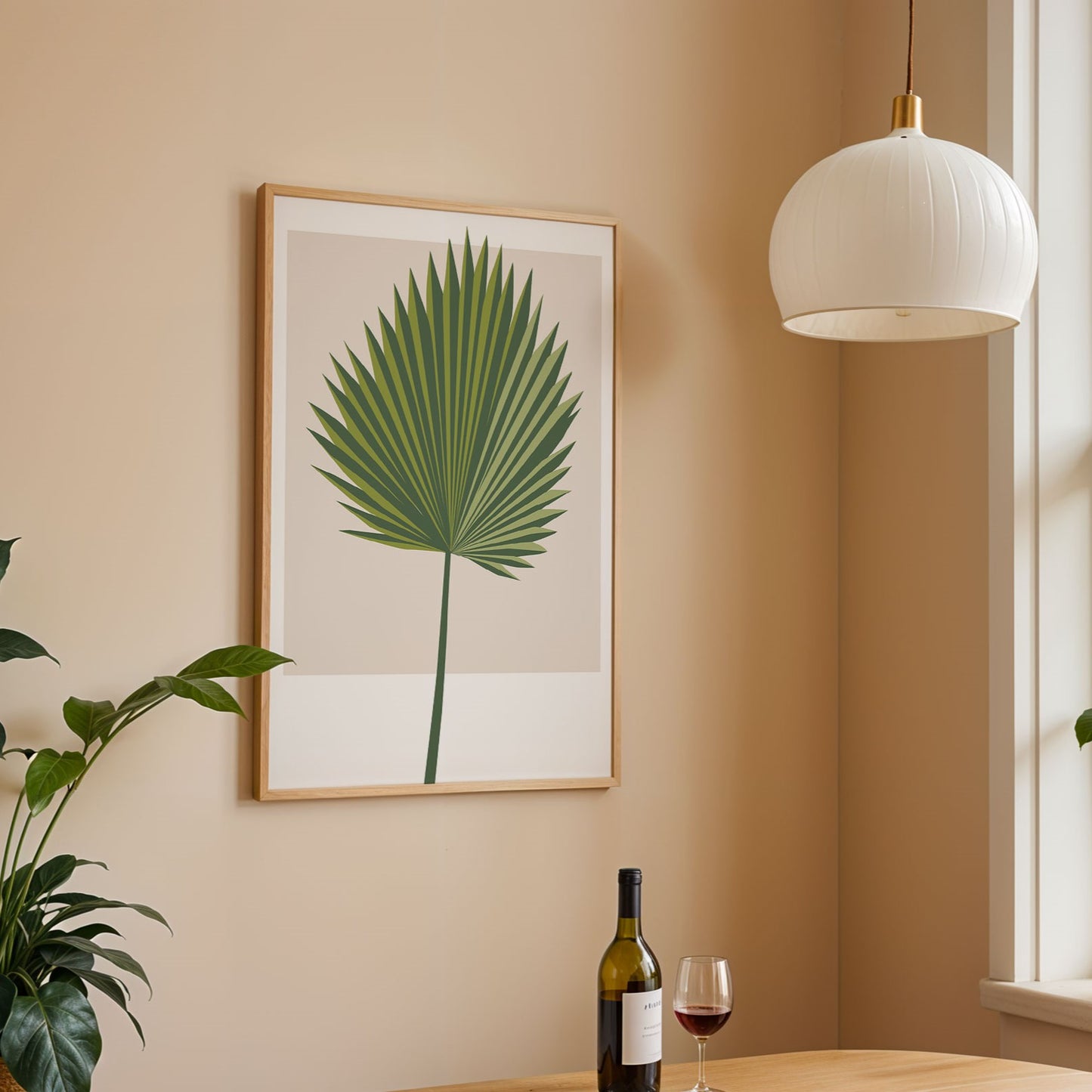 Minimalist Green Palm Leaf Wall Art