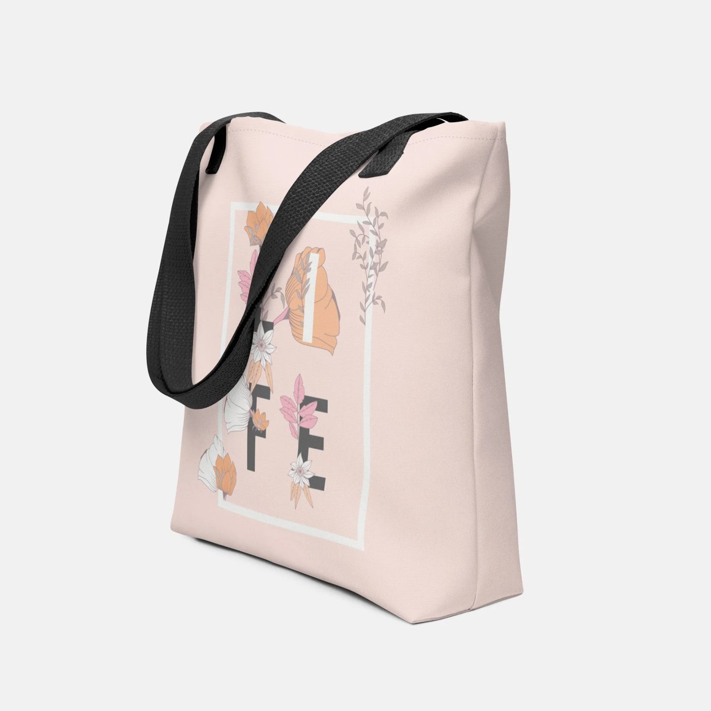 Peach and Pink Flower LIFE Tote Bag