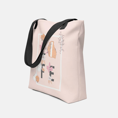 Peach and Pink Flower LIFE Tote Bag