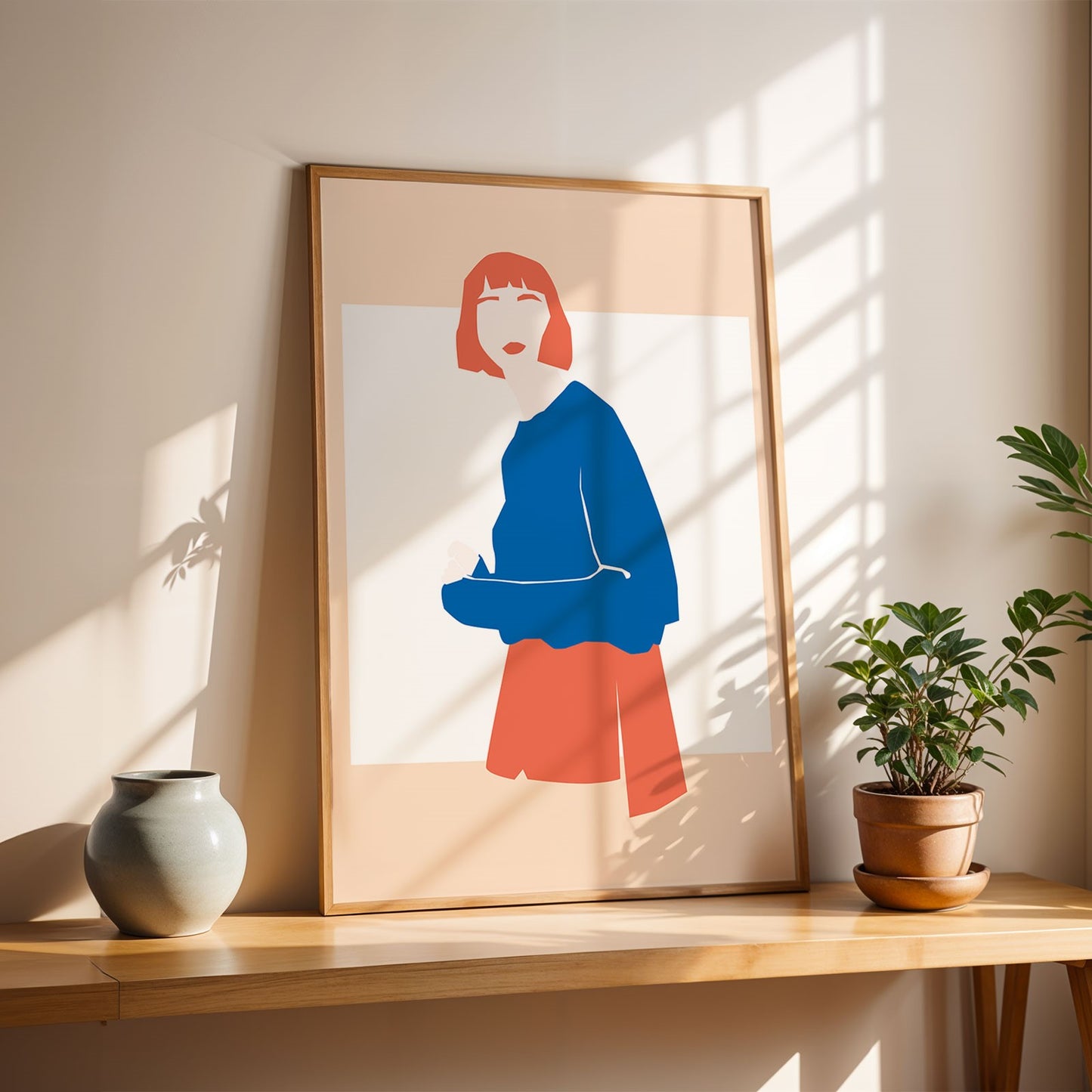 Woman Blue Framed Contemporary Art