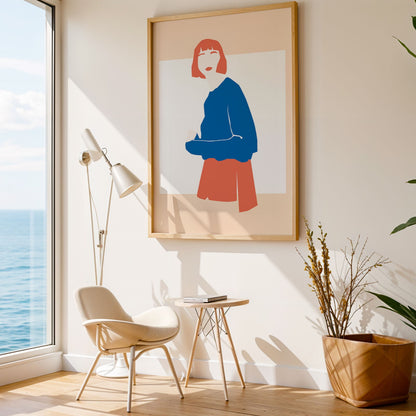 Woman Blue Framed Contemporary Art