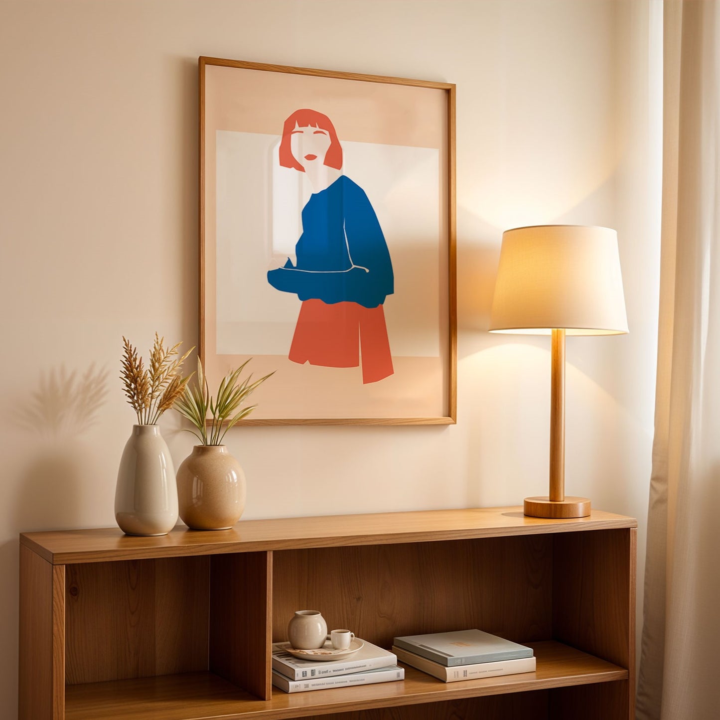 Woman Blue Framed Contemporary Art