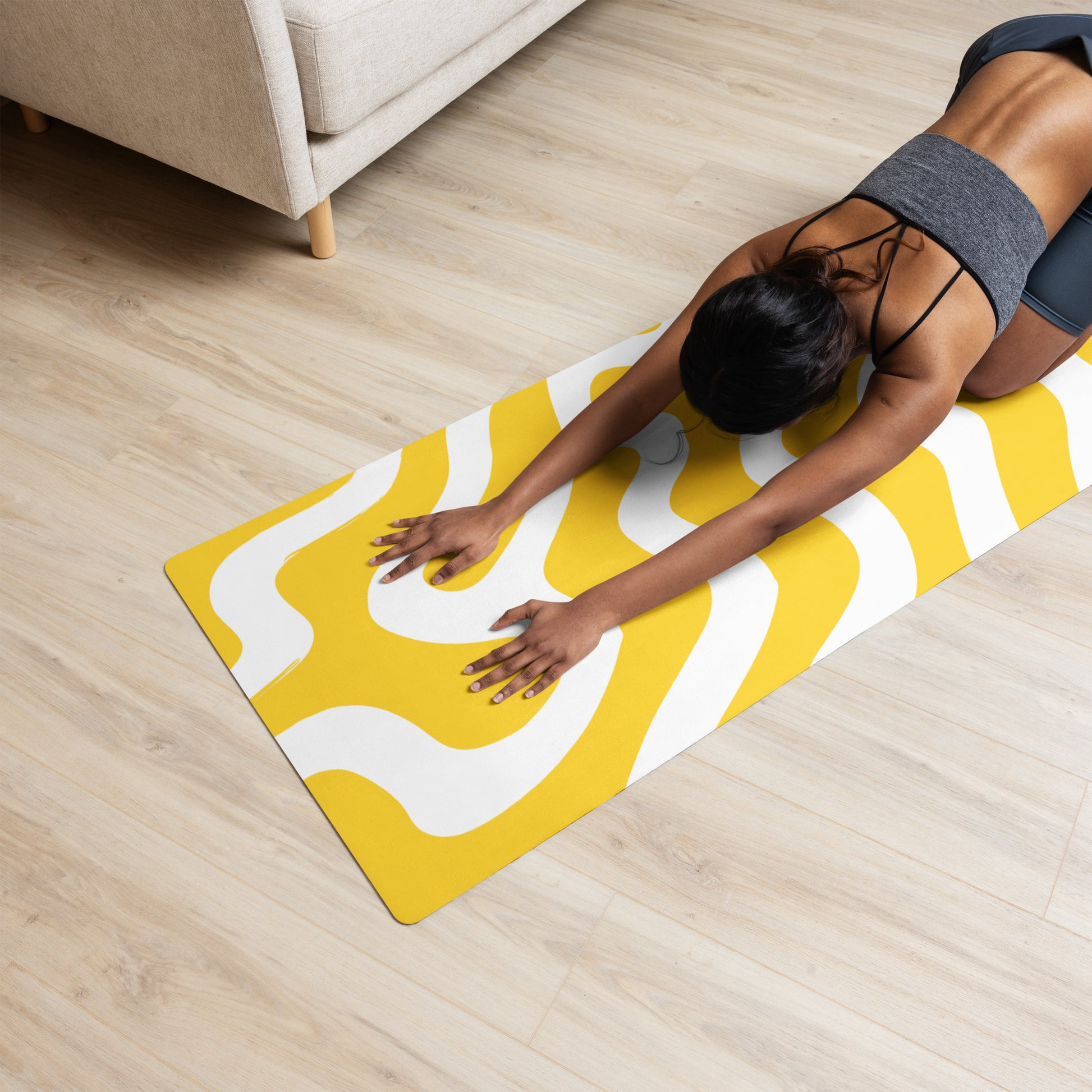 Yellow Swirl Yoga Mat Stylish &amp; Functional Comfort image 4