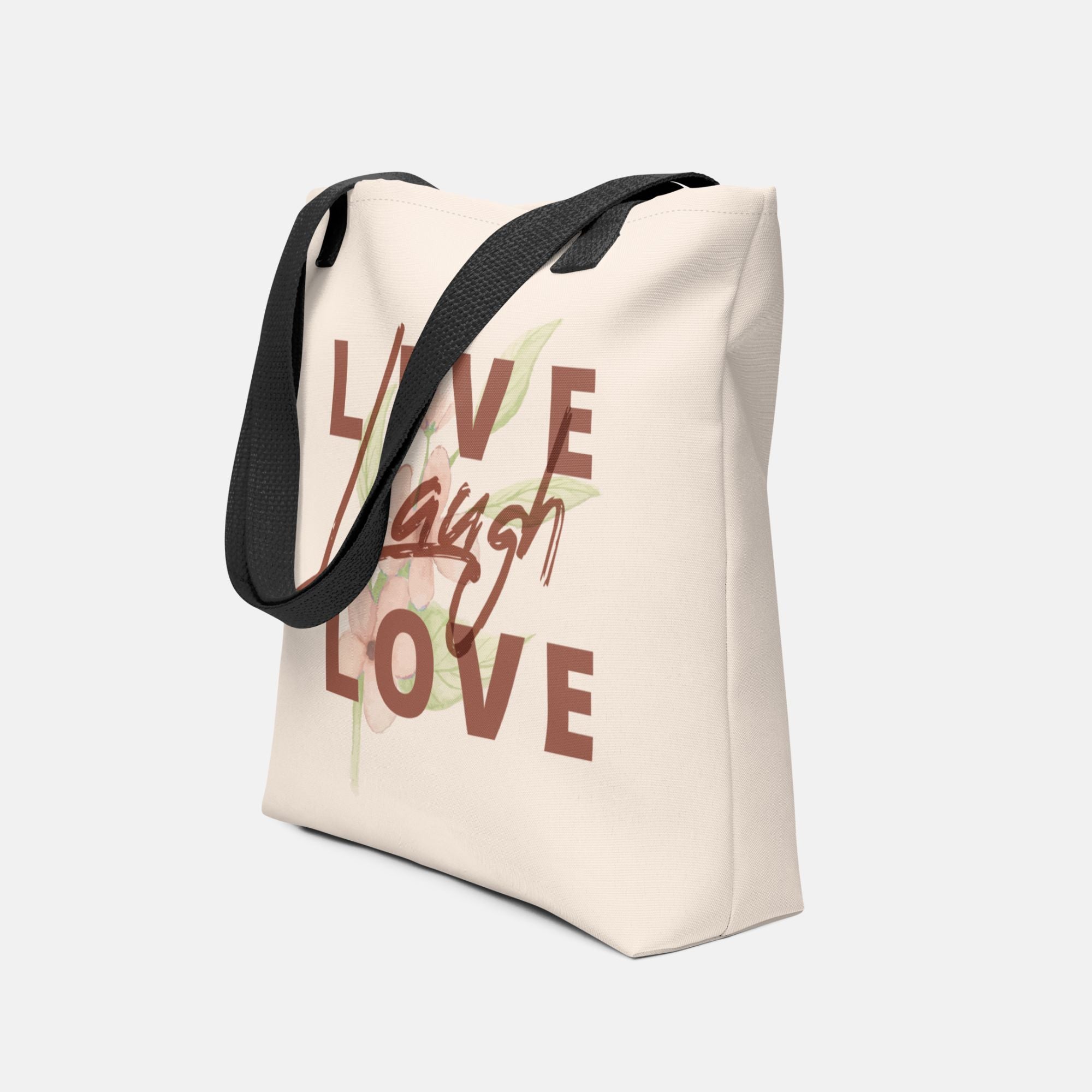 Floral Live Laugh Love Tote Bag image 0