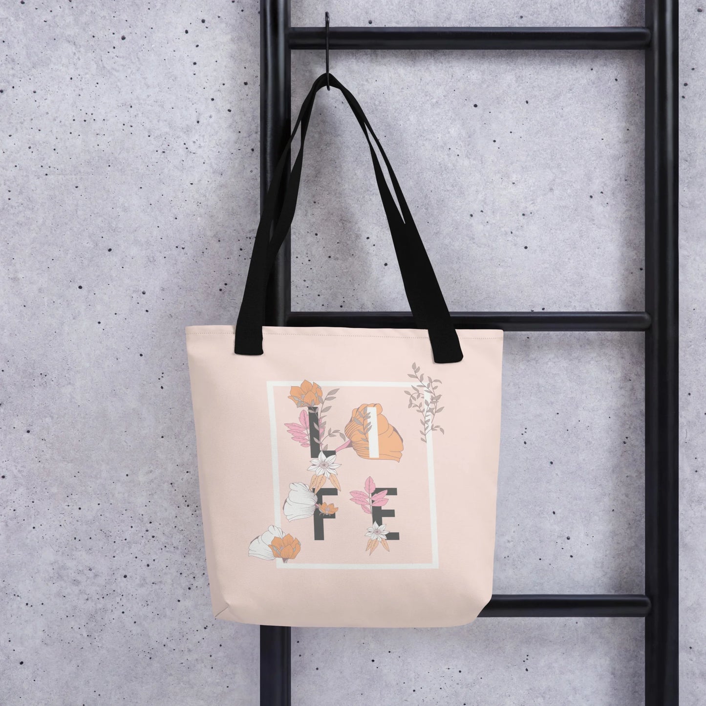 Peach and Pink Flower LIFE Tote Bag