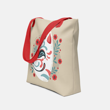 Japanese Kitsune Floral Tote Bag image 0