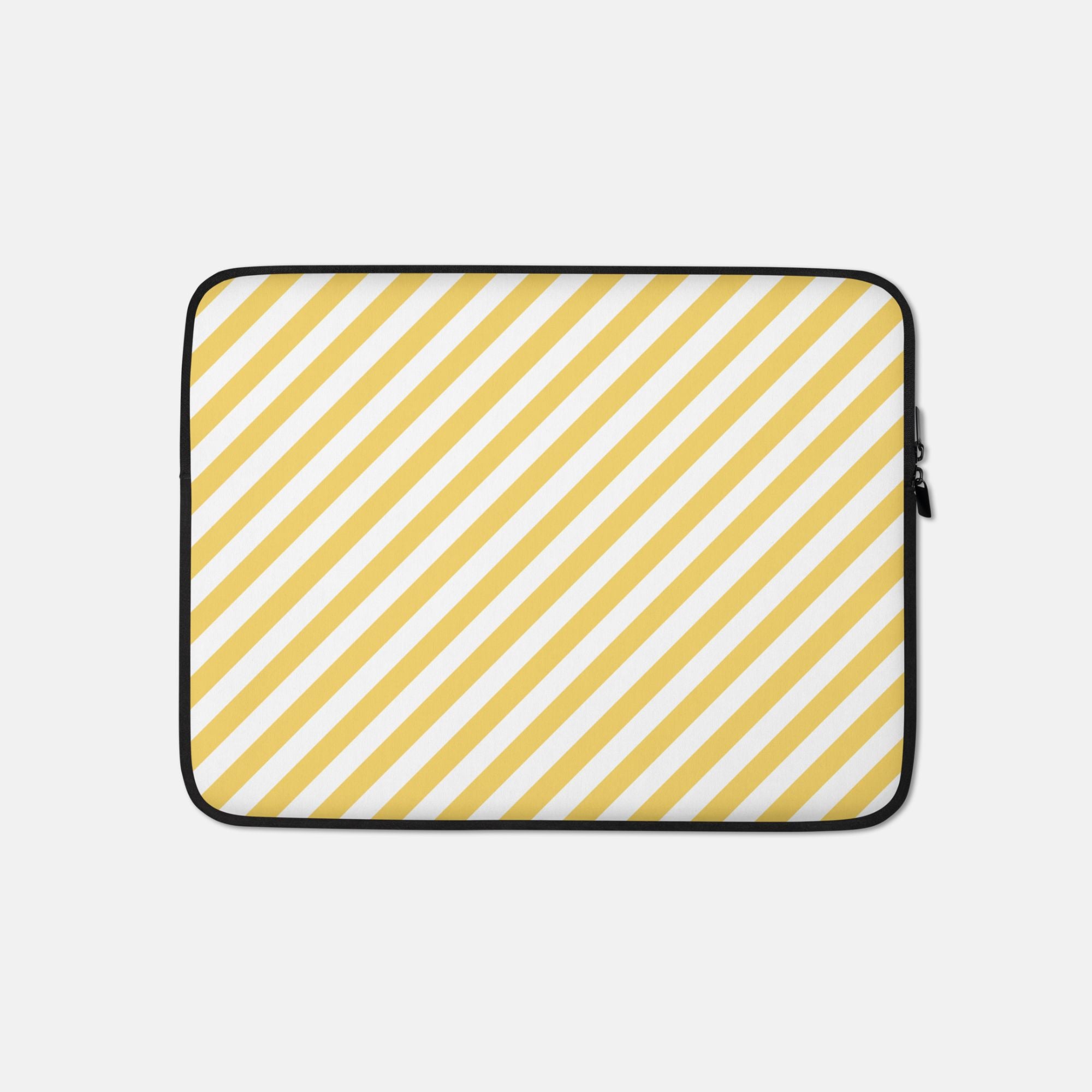 Yellow White Striped Laptop Sleeve image 0