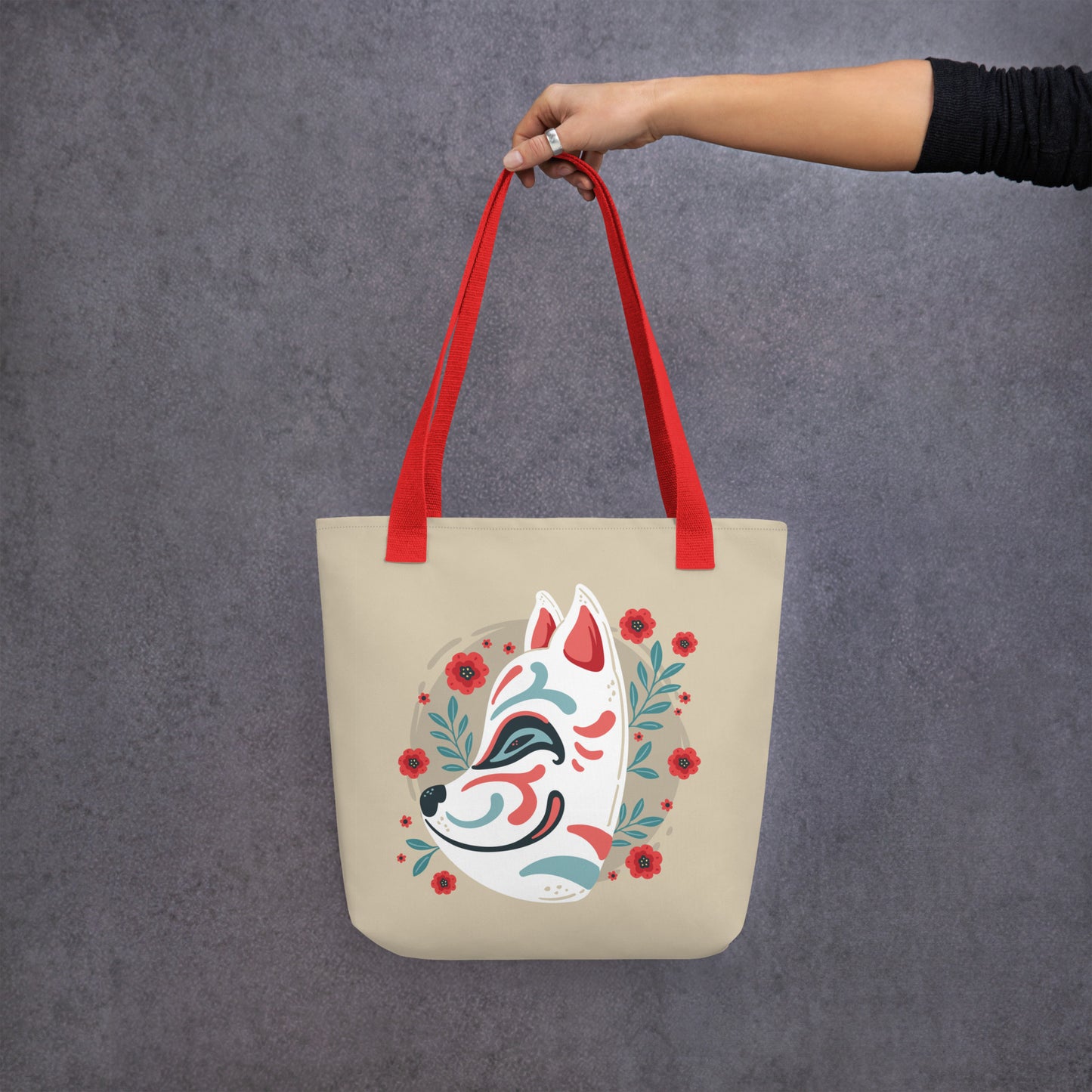 Japanese Kitsune Floral Tote Bag image 5