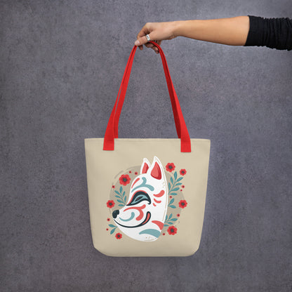 Japanese Kitsune Floral Tote Bag image 5