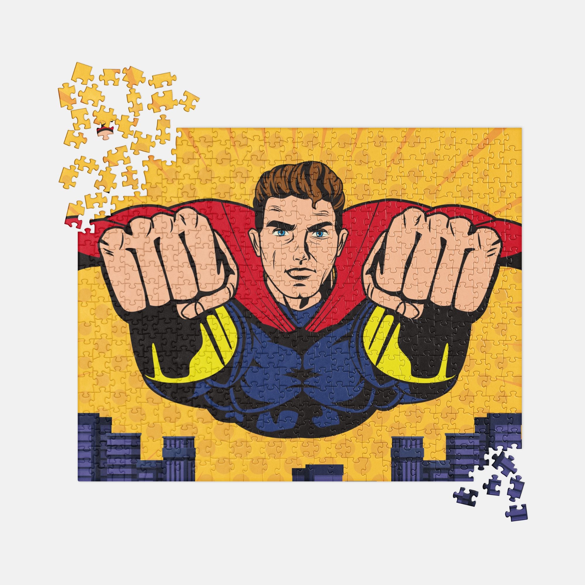 Vibrant Flying Superhero Jigsaw Puzzle image 0