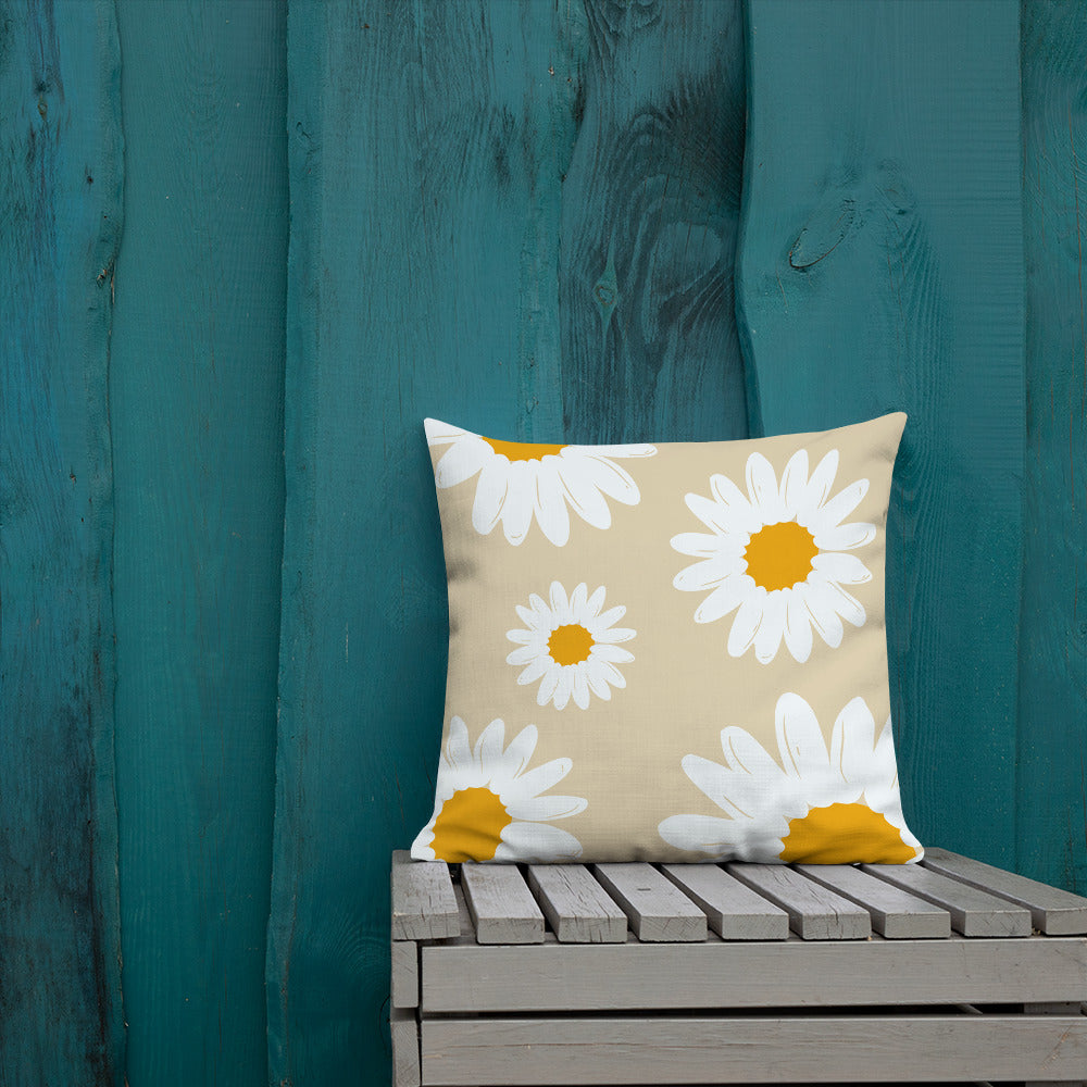 Yellow Daisy Floral Pillow - 18×18 image
