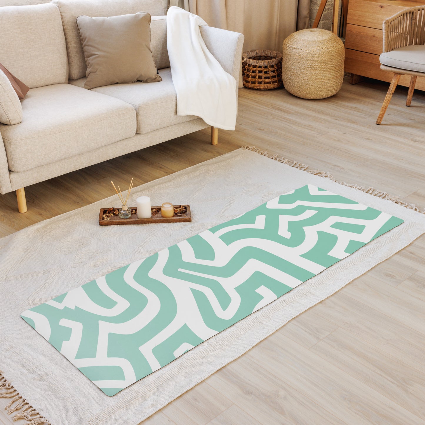 Geometric Maze Yoga Mat Non-Slip and Cushioned image 1