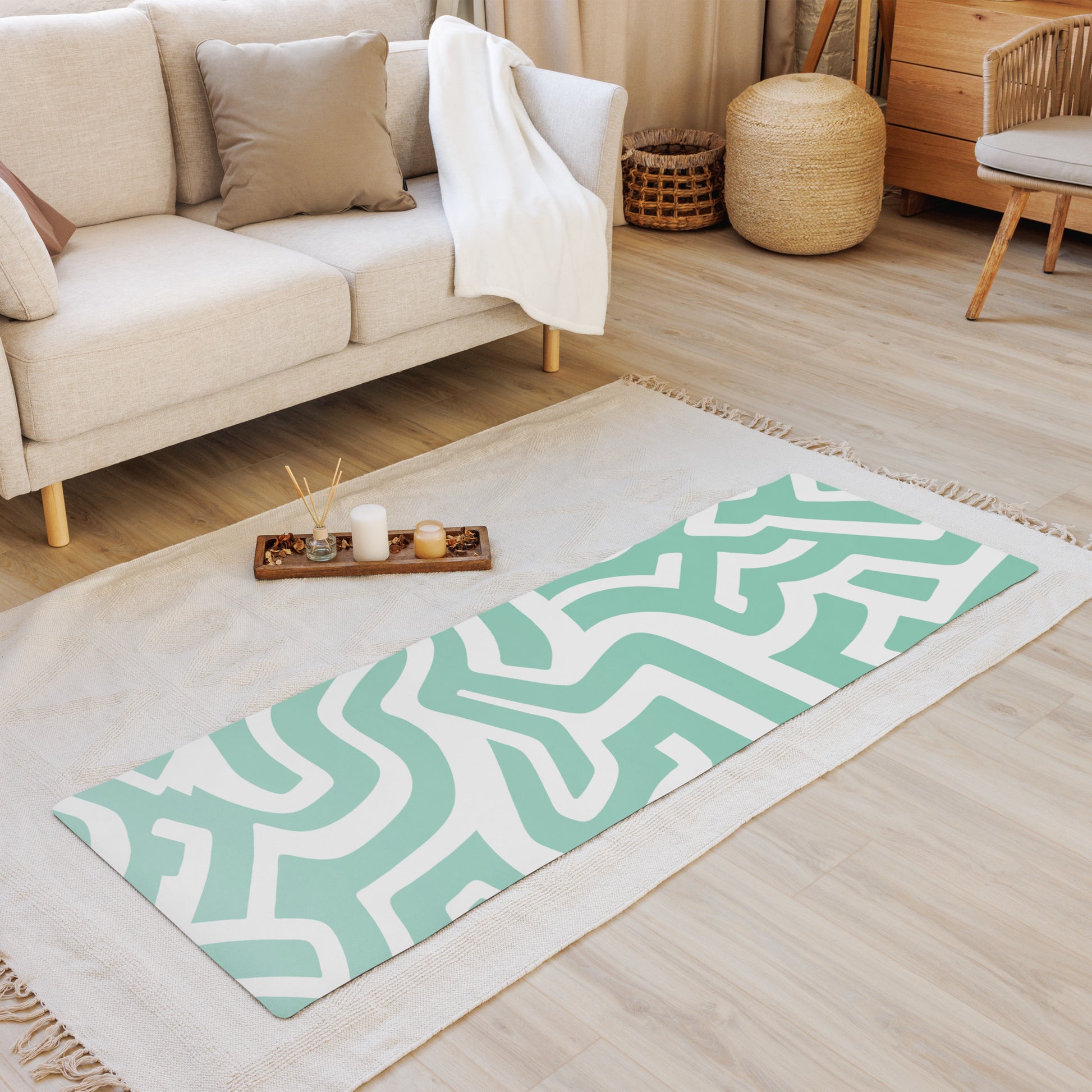 Geometric Maze Yoga Mat Non-Slip and Cushioned image 1